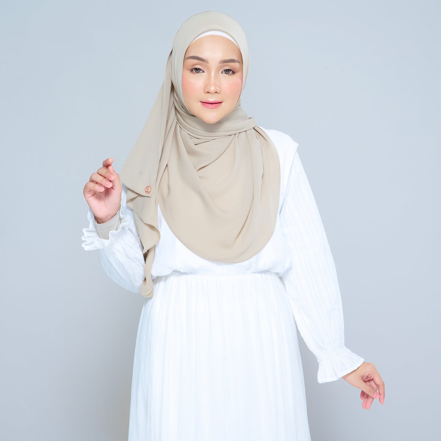 Semi-Instant Sarongje | Chiffon Silk in Taupe