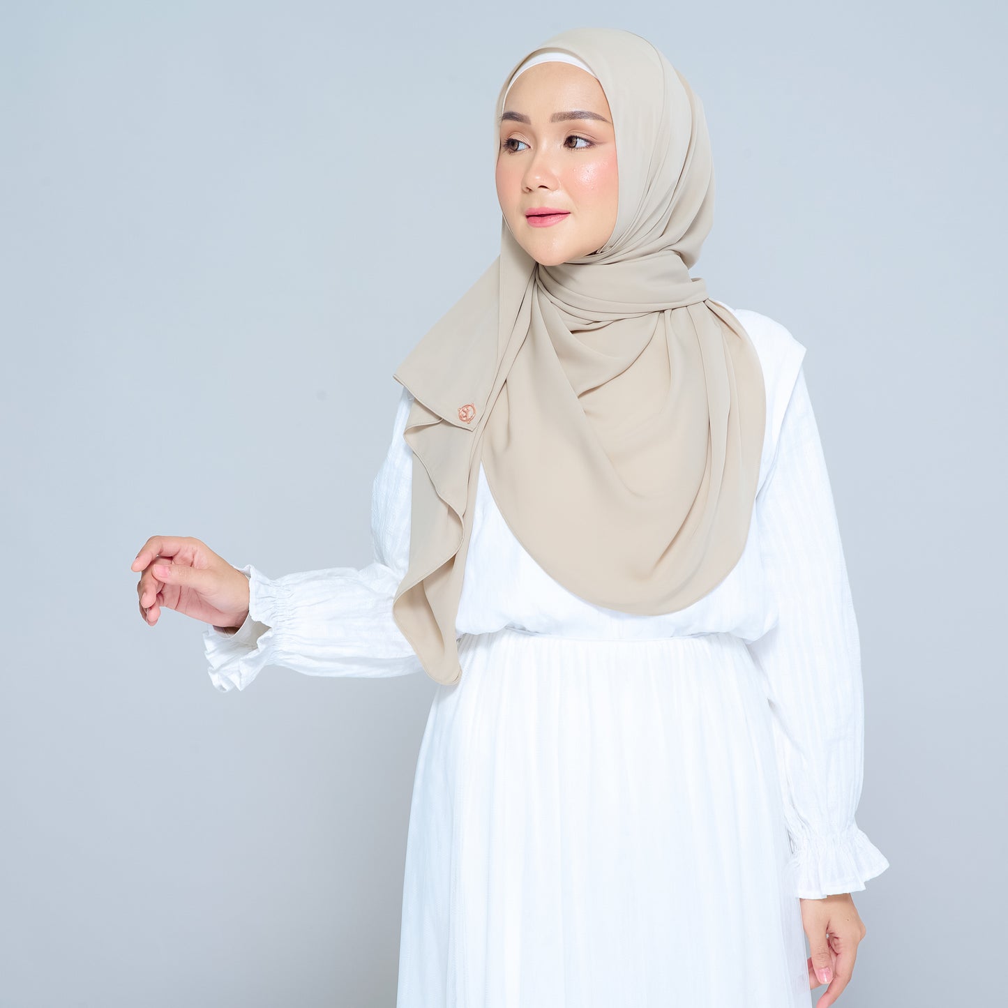Semi-Instant Sarongje | Chiffon Silk in Taupe