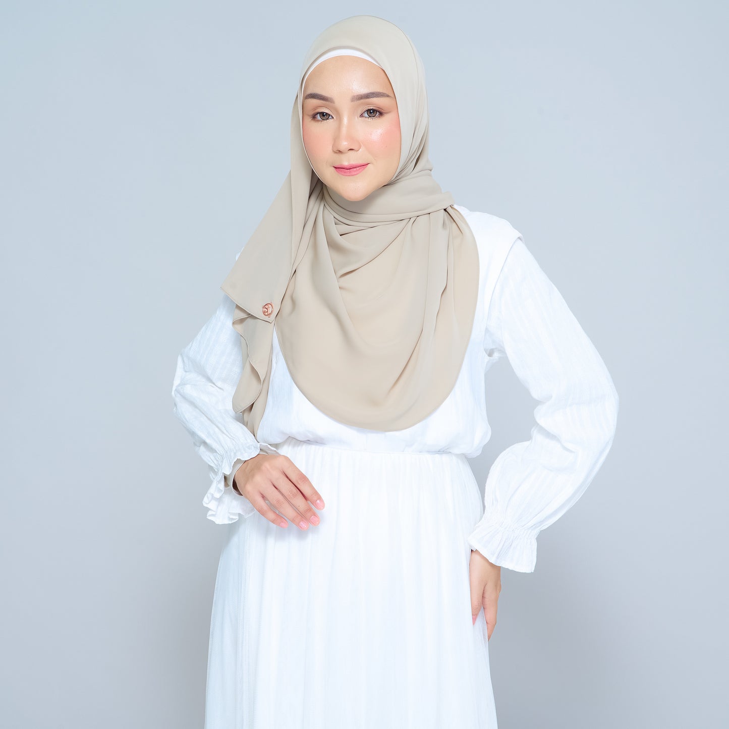 Semi-Instant Sarongje | Chiffon Silk in Taupe