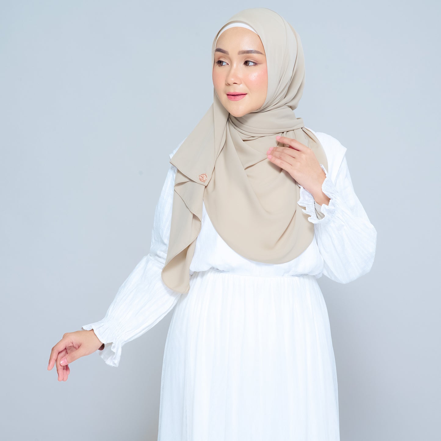 Semi-Instant Sarongje | Chiffon Silk in Taupe
