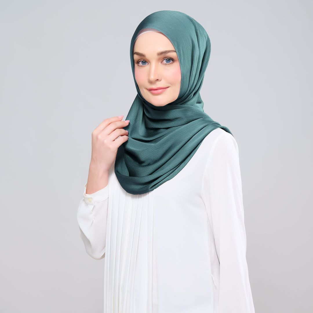 Scarlet Silk Shawl in Emerald