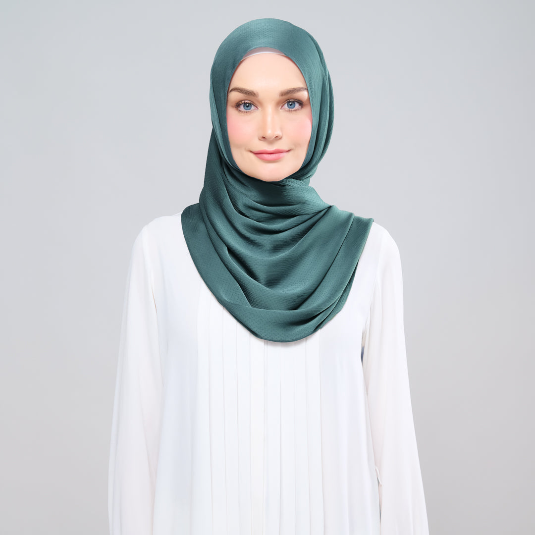 Scarlet Silk Shawl in Emerald