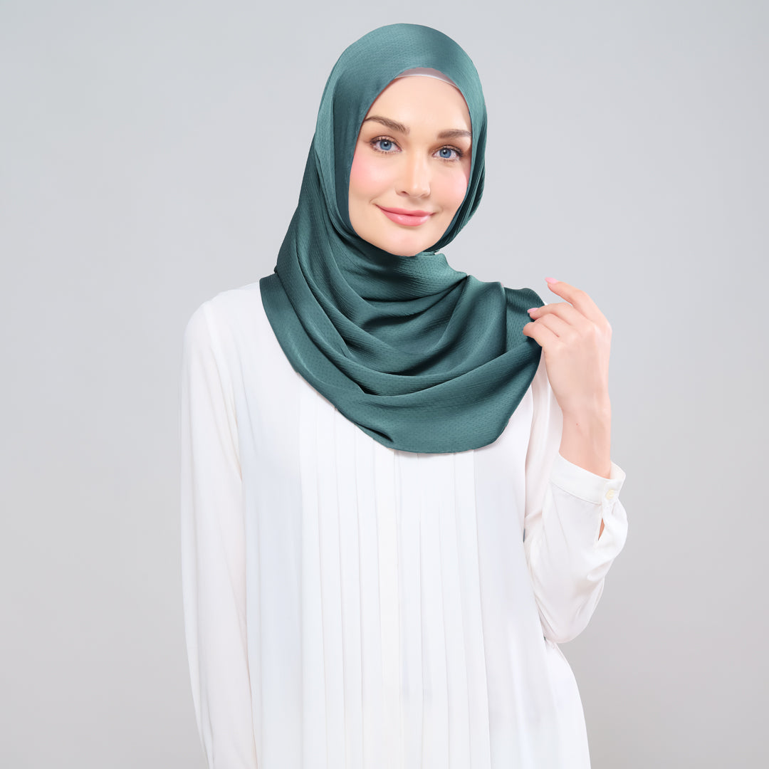 Scarlet Silk Shawl in Emerald