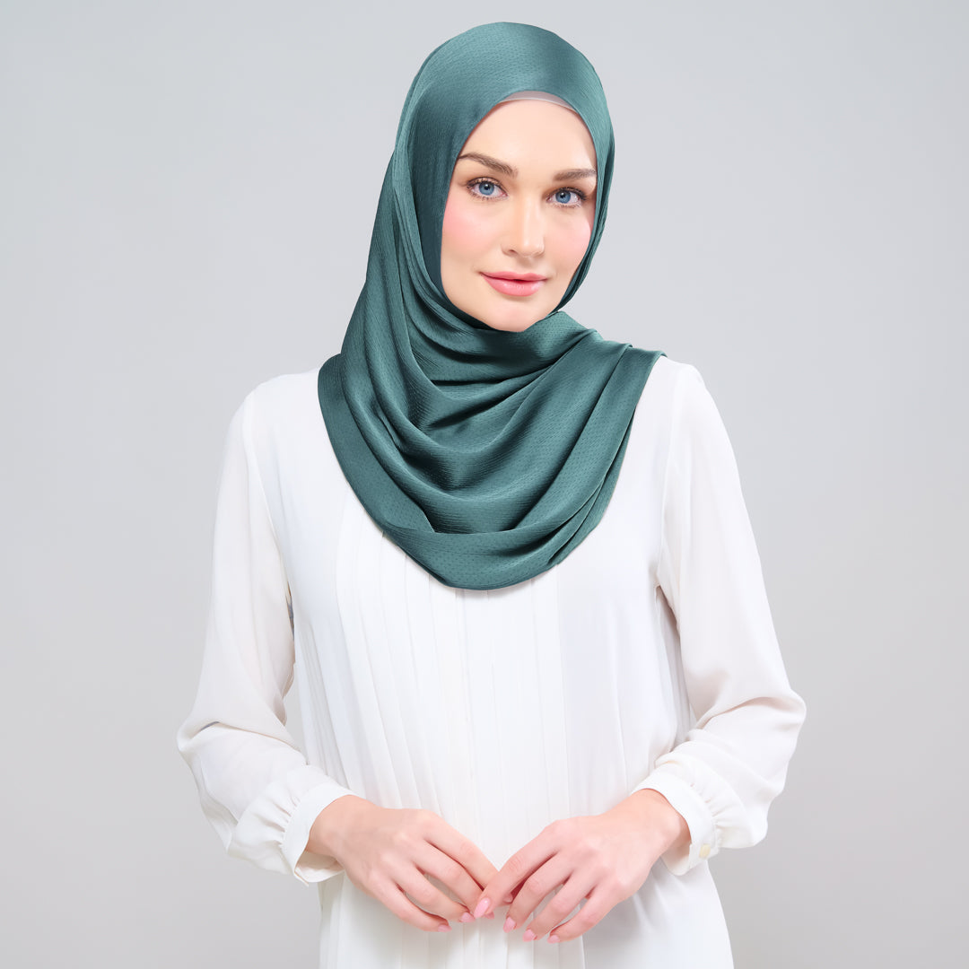 Scarlet Silk Shawl in Emerald