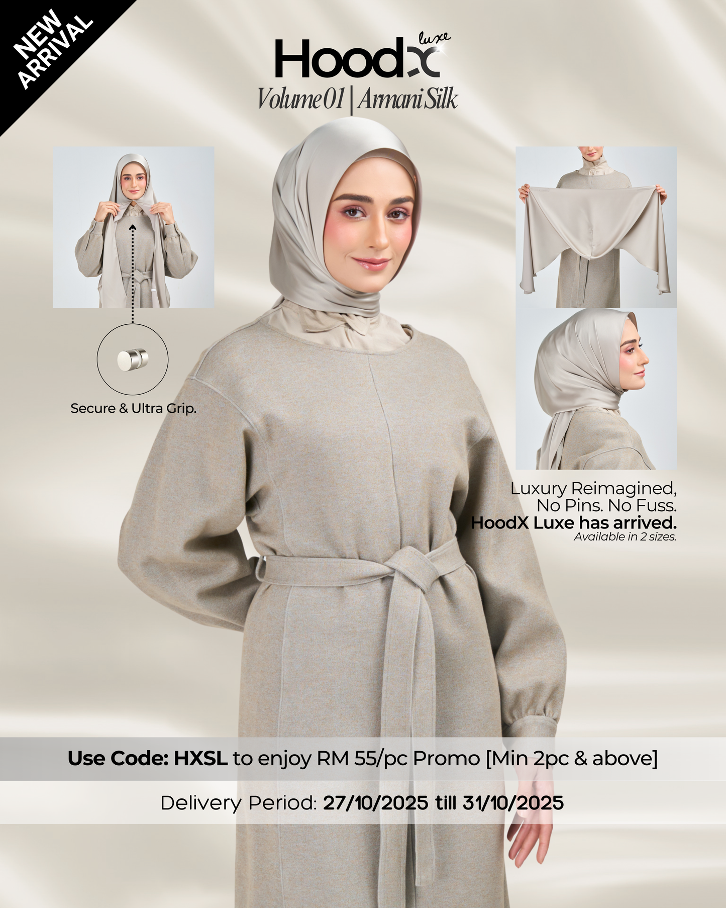 HoodX Luxe in Silver Taupe