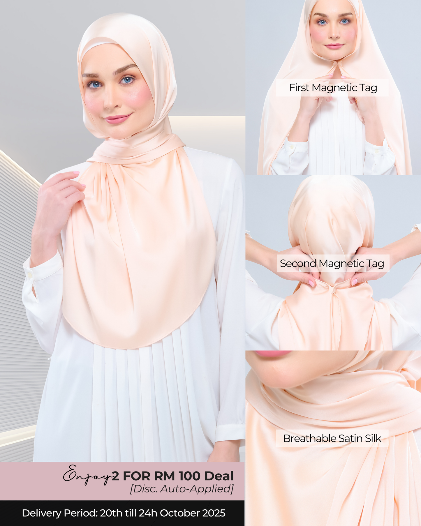 Instant Tag n' Go Shawl | Satin Silk in Soft Apricot