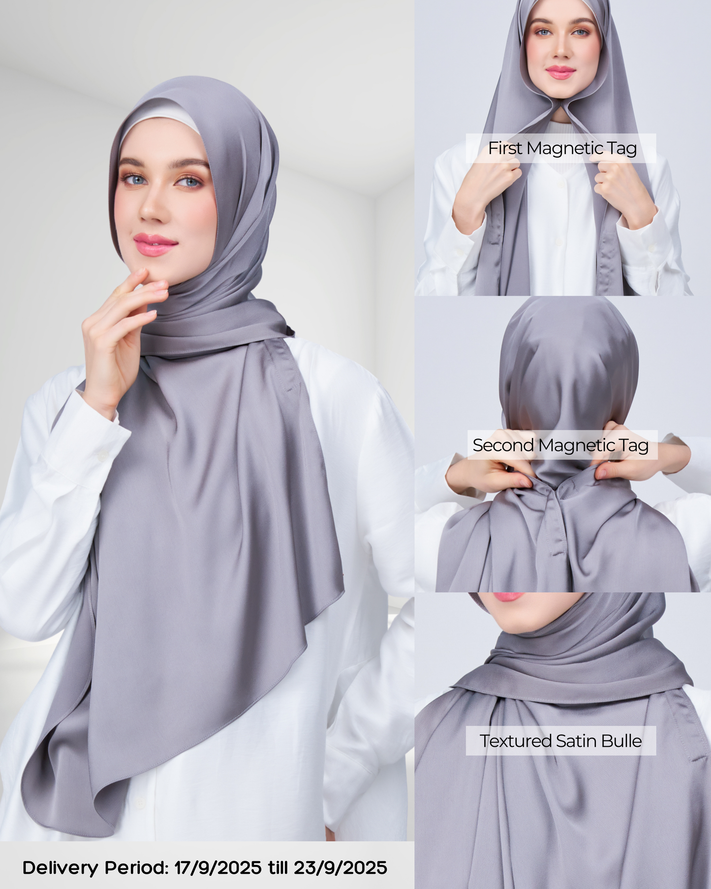 Instant Tag n' Go Shawl | Satin Bulle in Stone Grey
