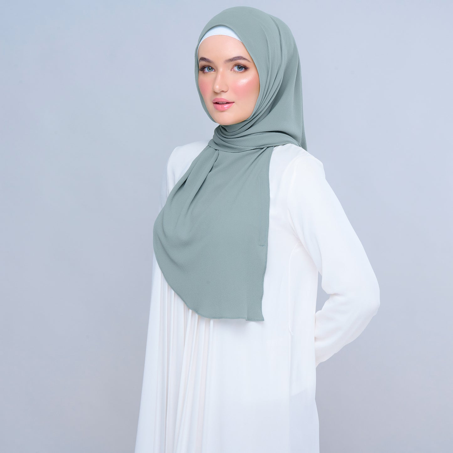 'New' Instant Tag & Go | Textured Chiffon in Dusty Green