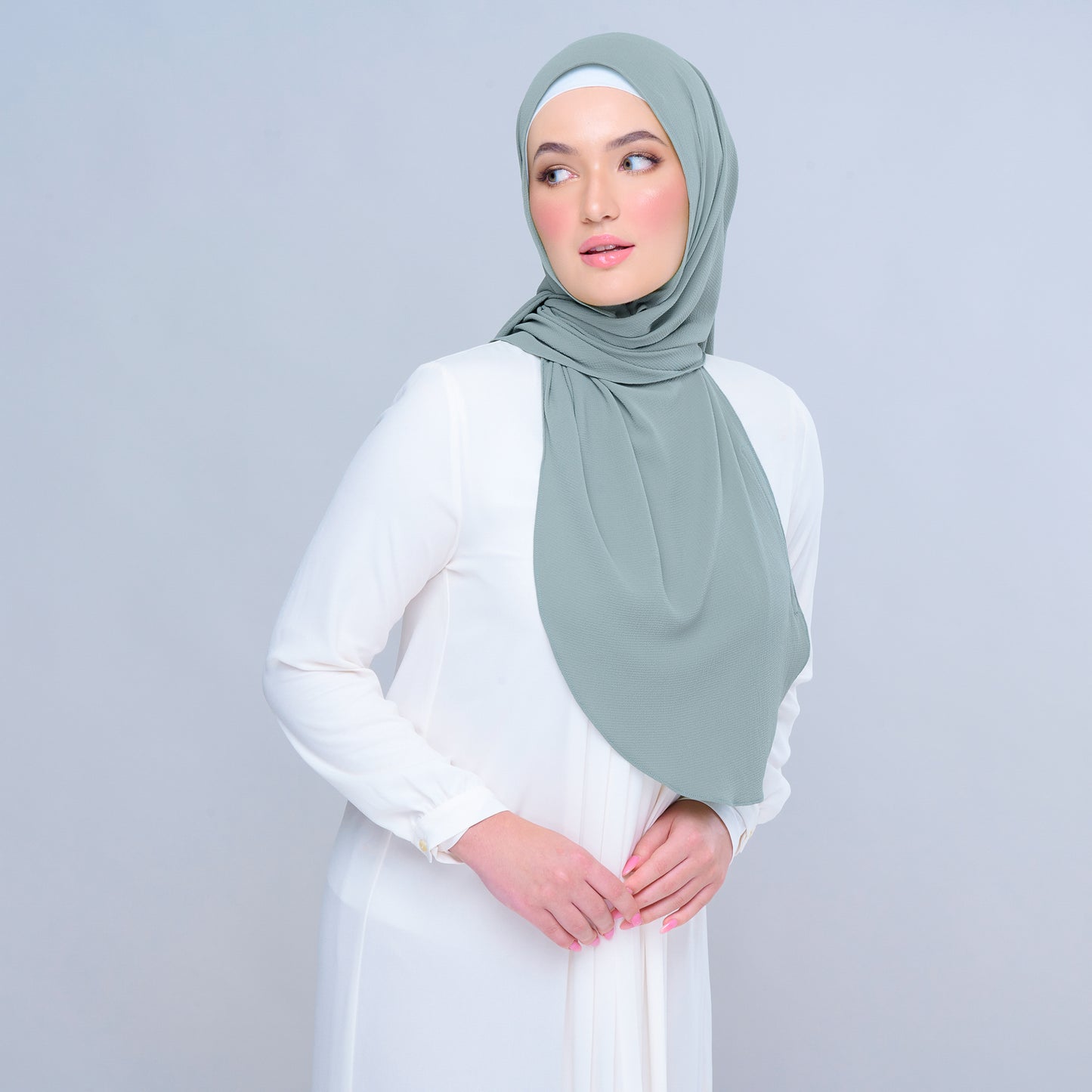 'New' Instant Tag & Go | Textured Chiffon in Dusty Green
