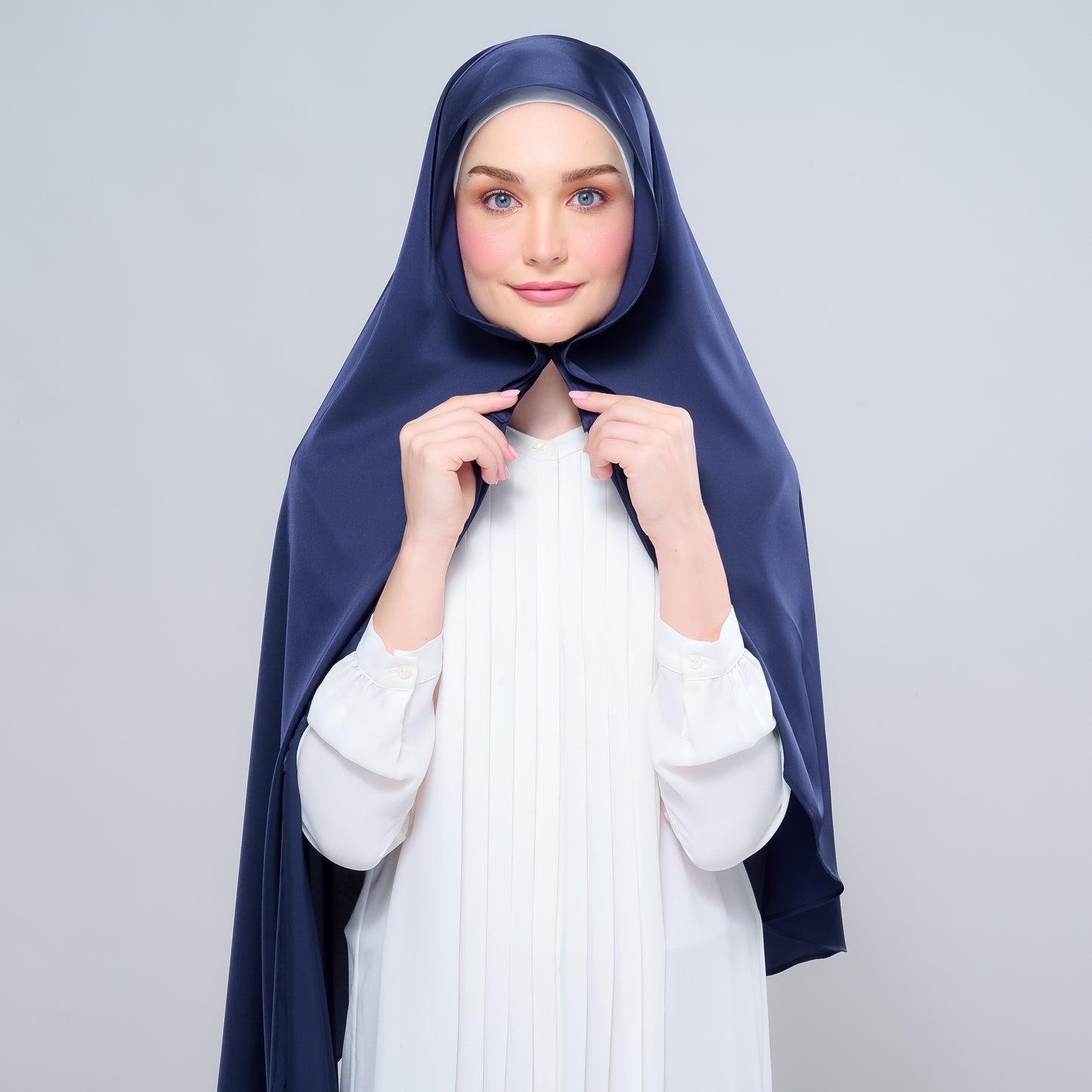 Instant Tag n' Go Shawl | Satin Silk in Deep Blue