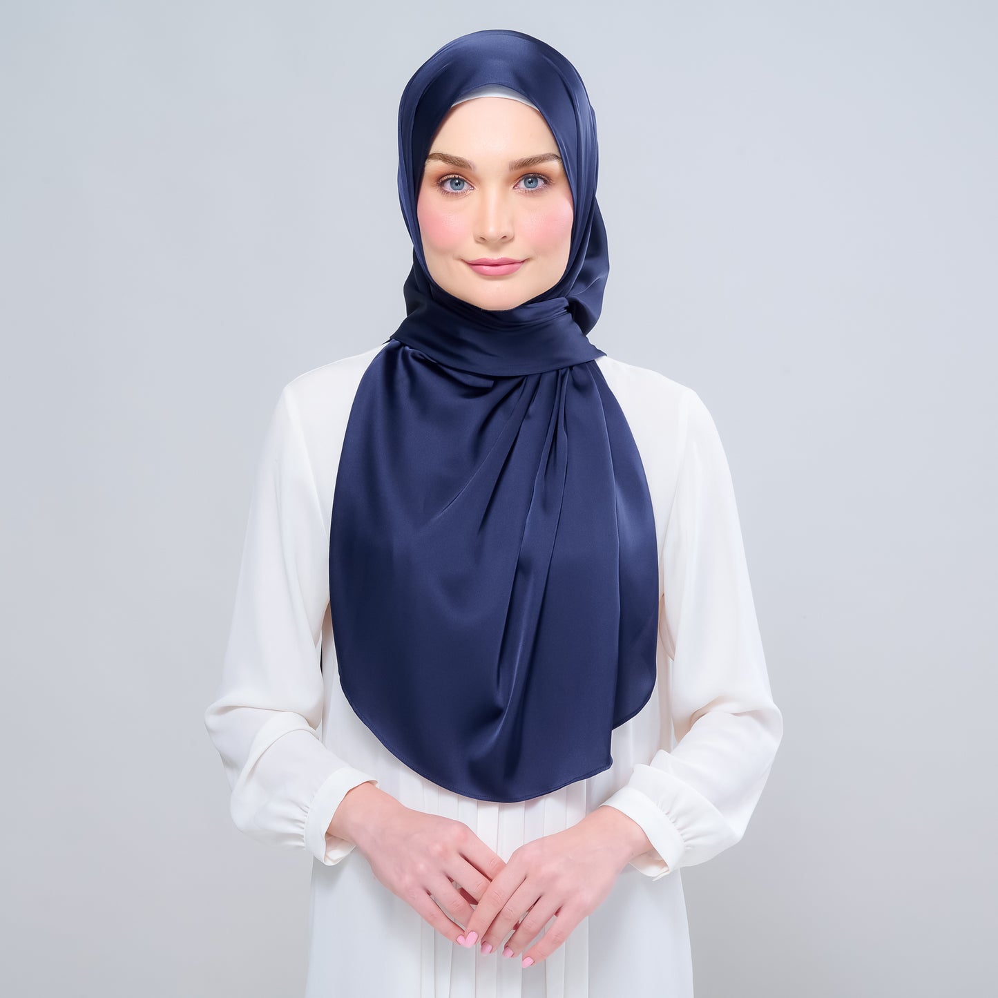 Instant Tag n' Go Shawl | Satin Silk in Deep Blue