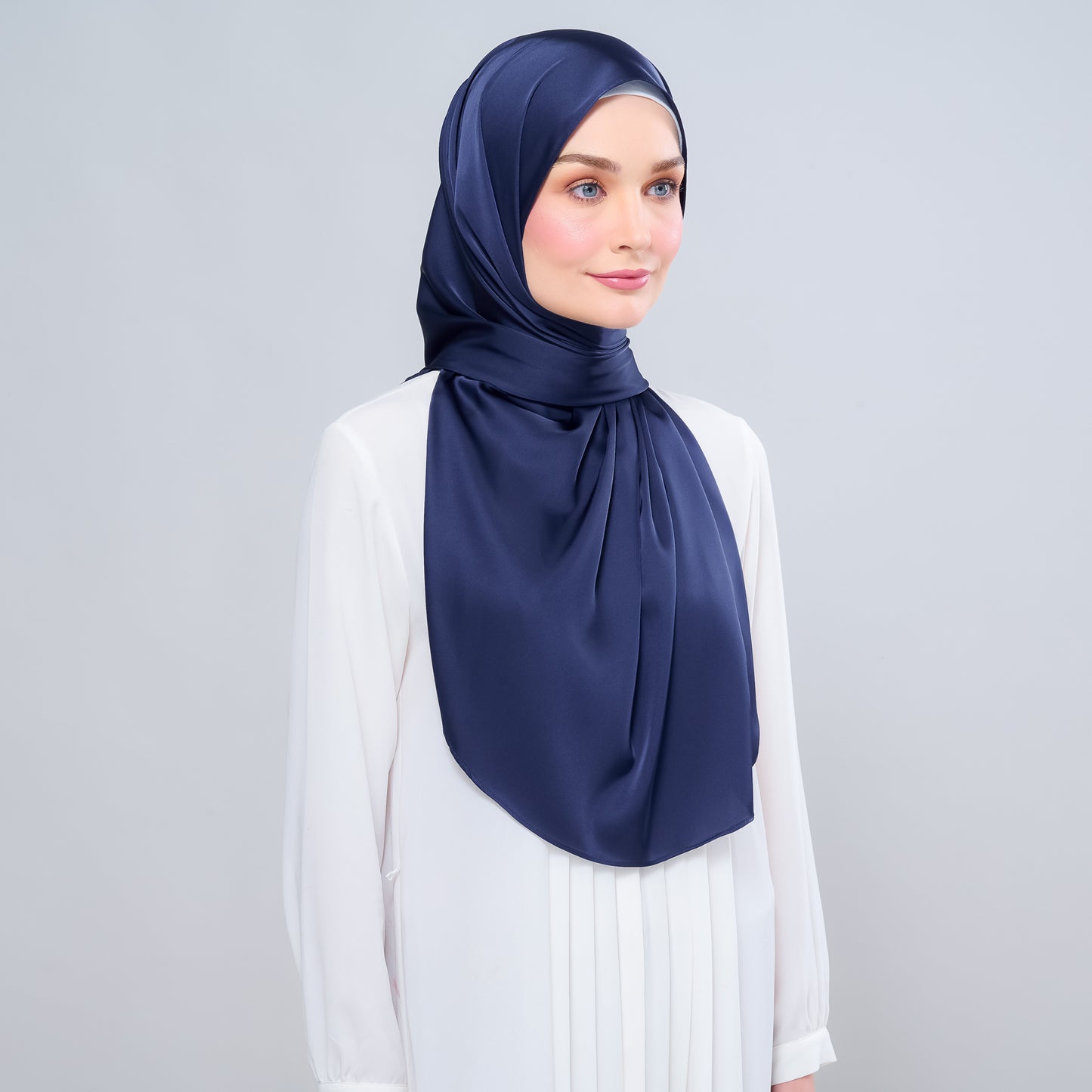 Instant Tag n' Go Shawl | Satin Silk in Deep Blue