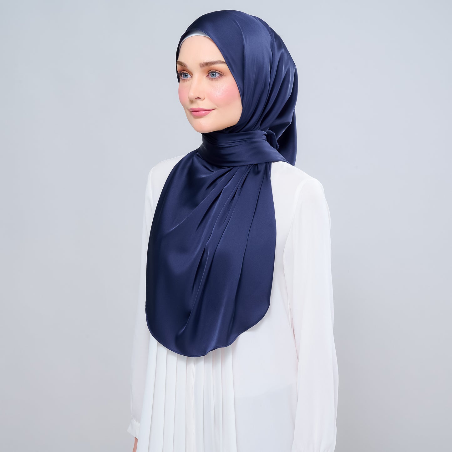 Instant Tag n' Go Shawl | Satin Silk in Deep Blue