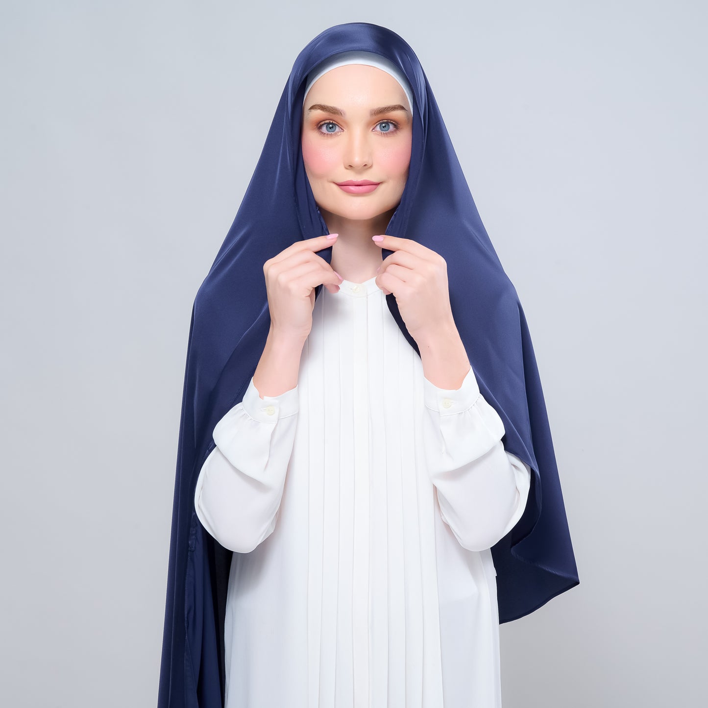 Instant Tag n' Go Shawl | Satin Silk in Deep Blue