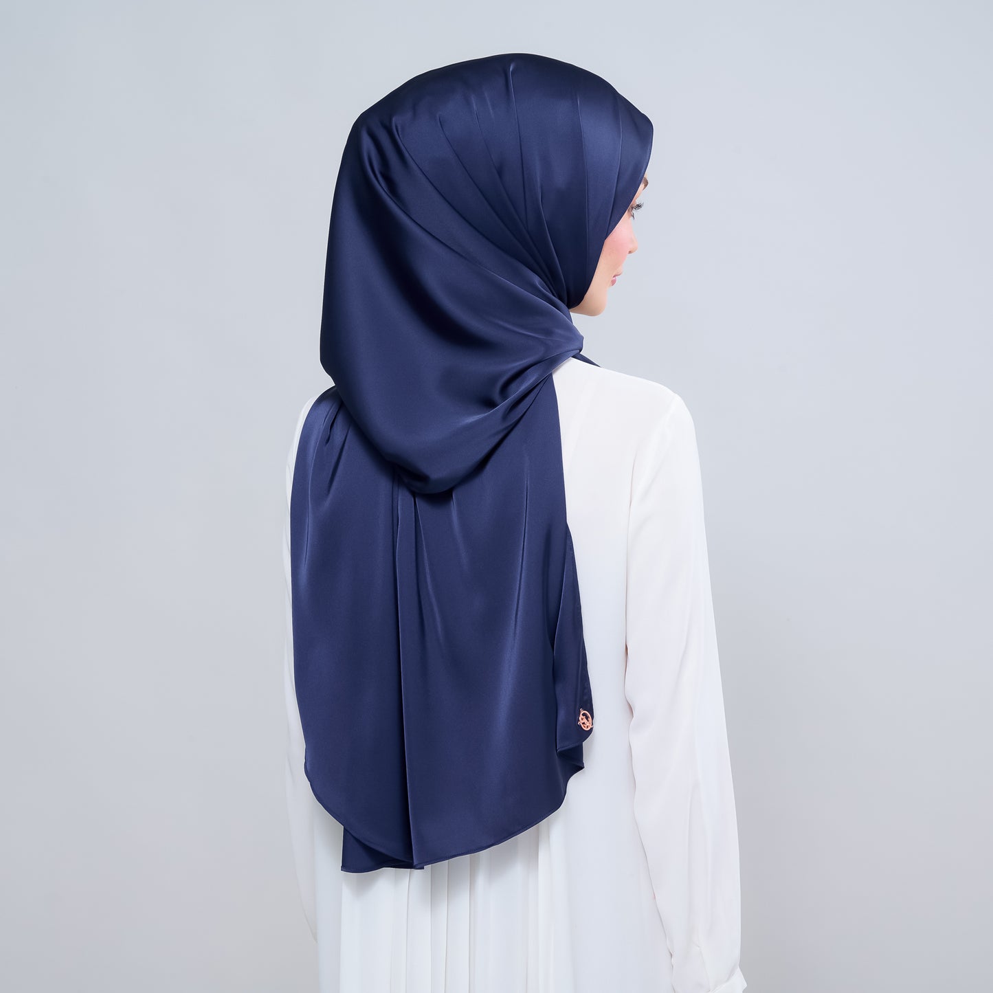 Instant Tag n' Go Shawl | Satin Silk in Deep Blue