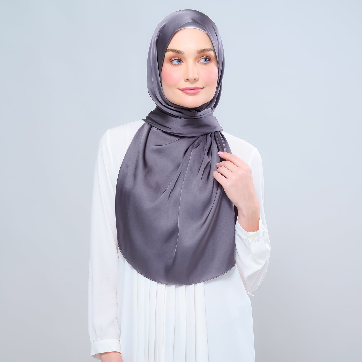 Instant Tag n' Go Shawl | Satin Silk in Deep Grey