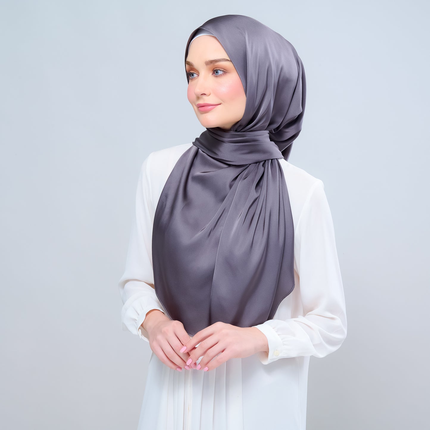 Instant Tag n' Go Shawl | Satin Silk in Deep Grey