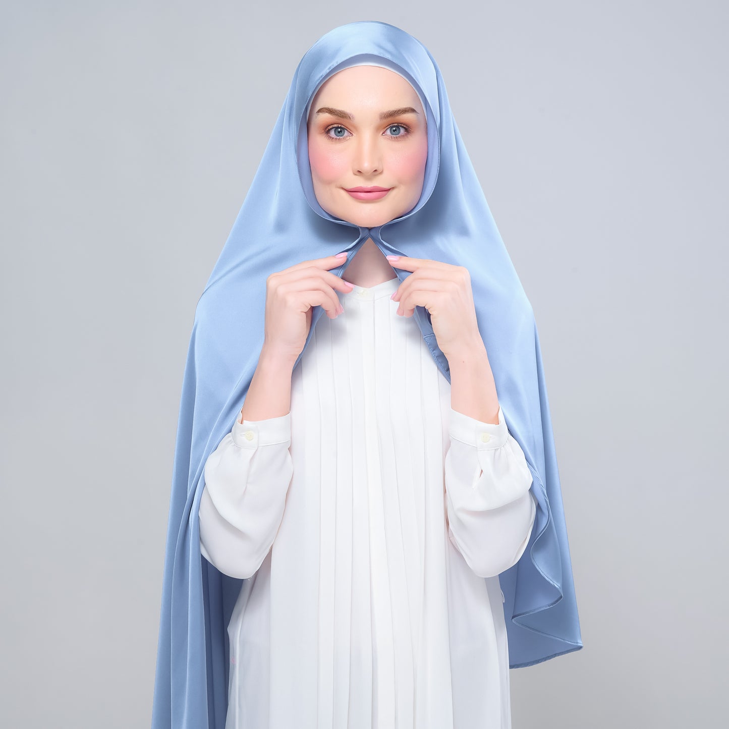 Instant Tag n' Go Shawl | Satin Silk in Dusty Blue 2.0