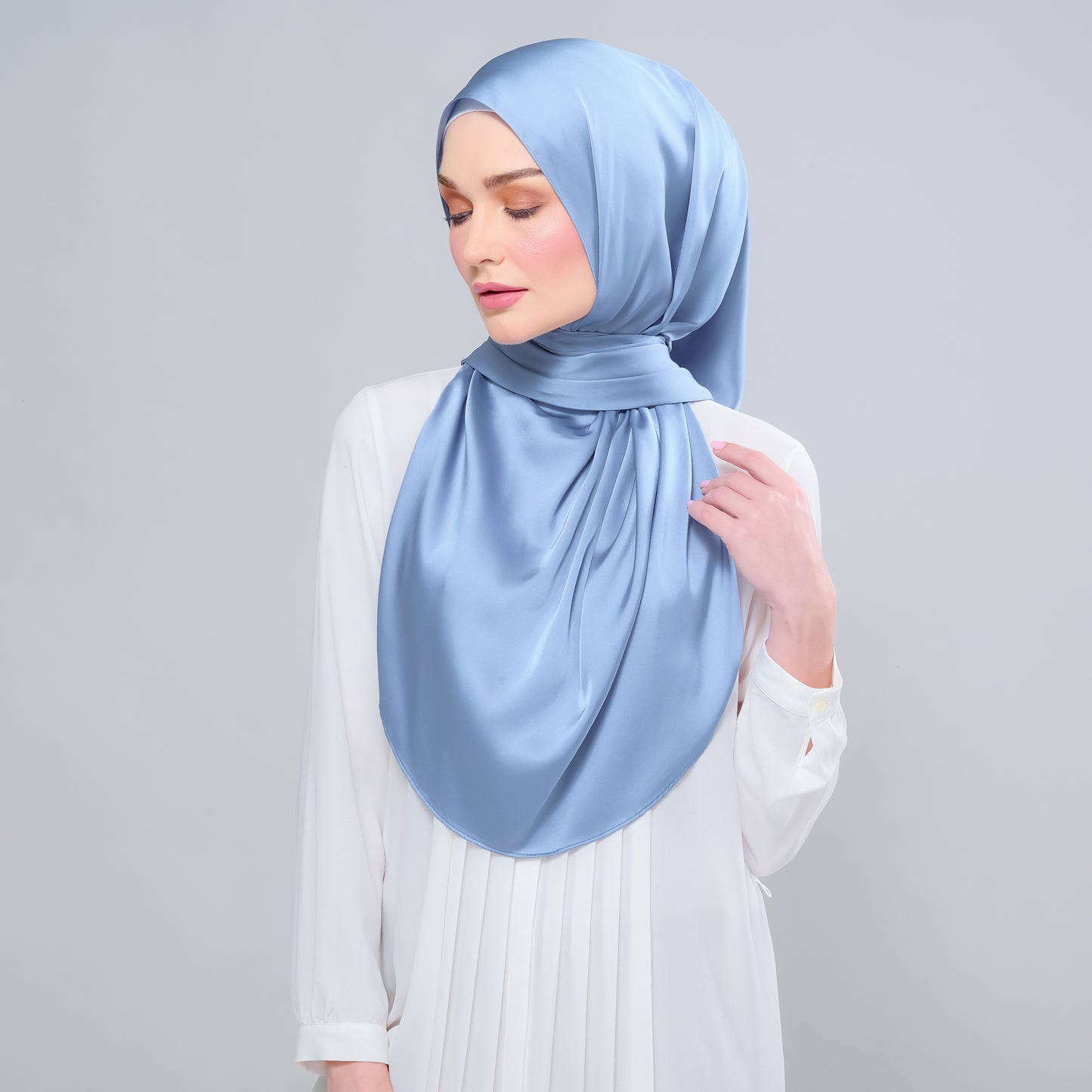 Instant Tag n' Go Shawl | Satin Silk in Dusty Blue 2.0