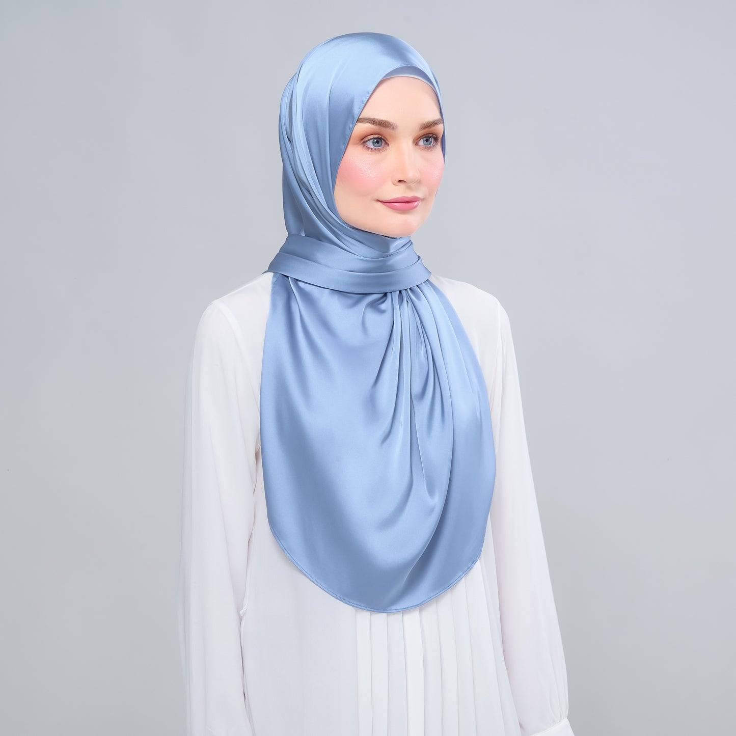 Instant Tag n' Go Shawl | Satin Silk in Dusty Blue 2.0