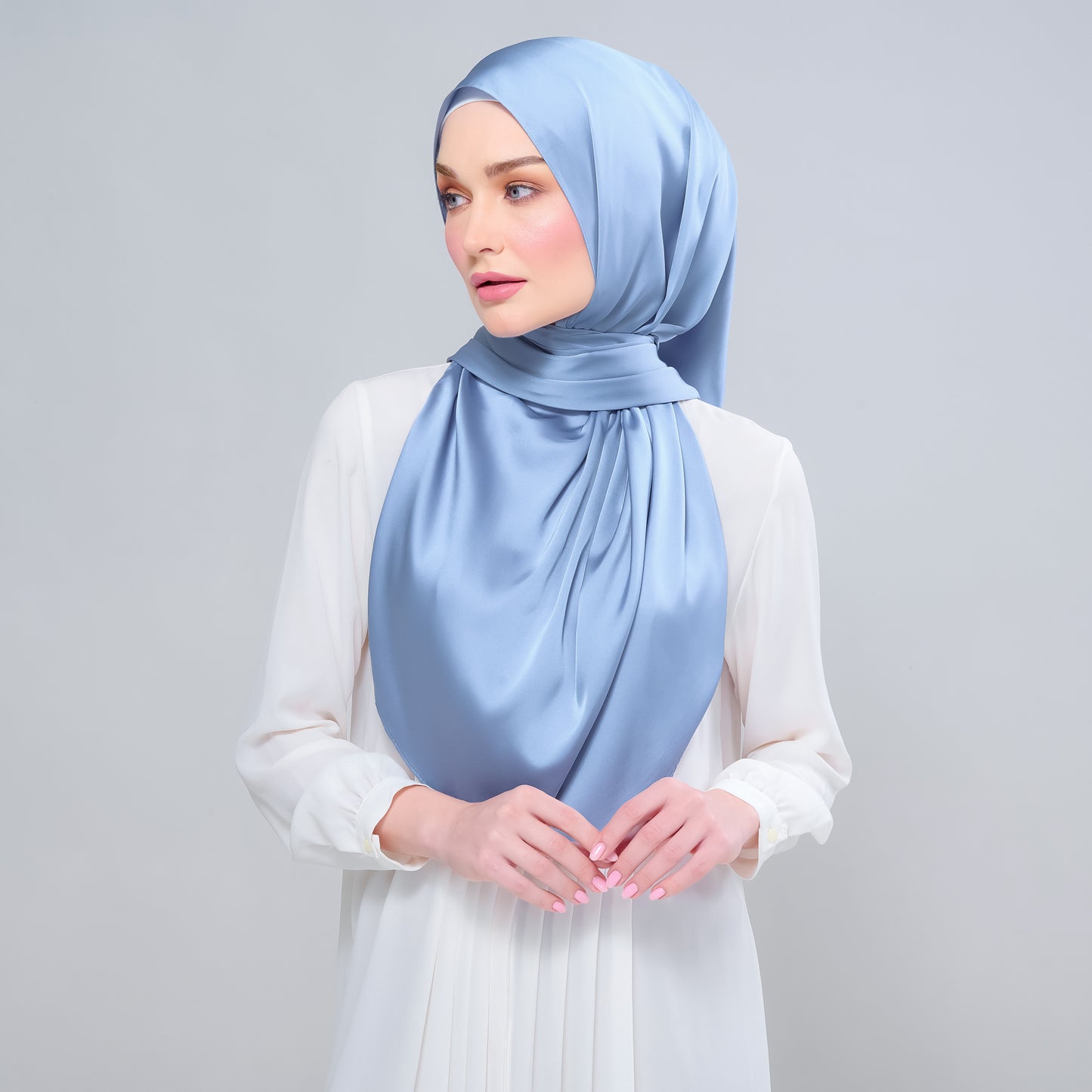 Instant Tag n' Go Shawl | Satin Silk in Dusty Blue 2.0