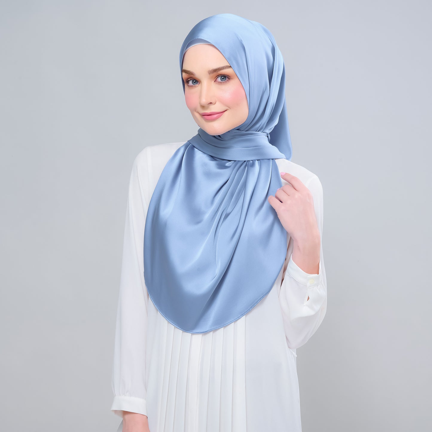 Instant Tag n' Go Shawl | Satin Silk in Dusty Blue 2.0