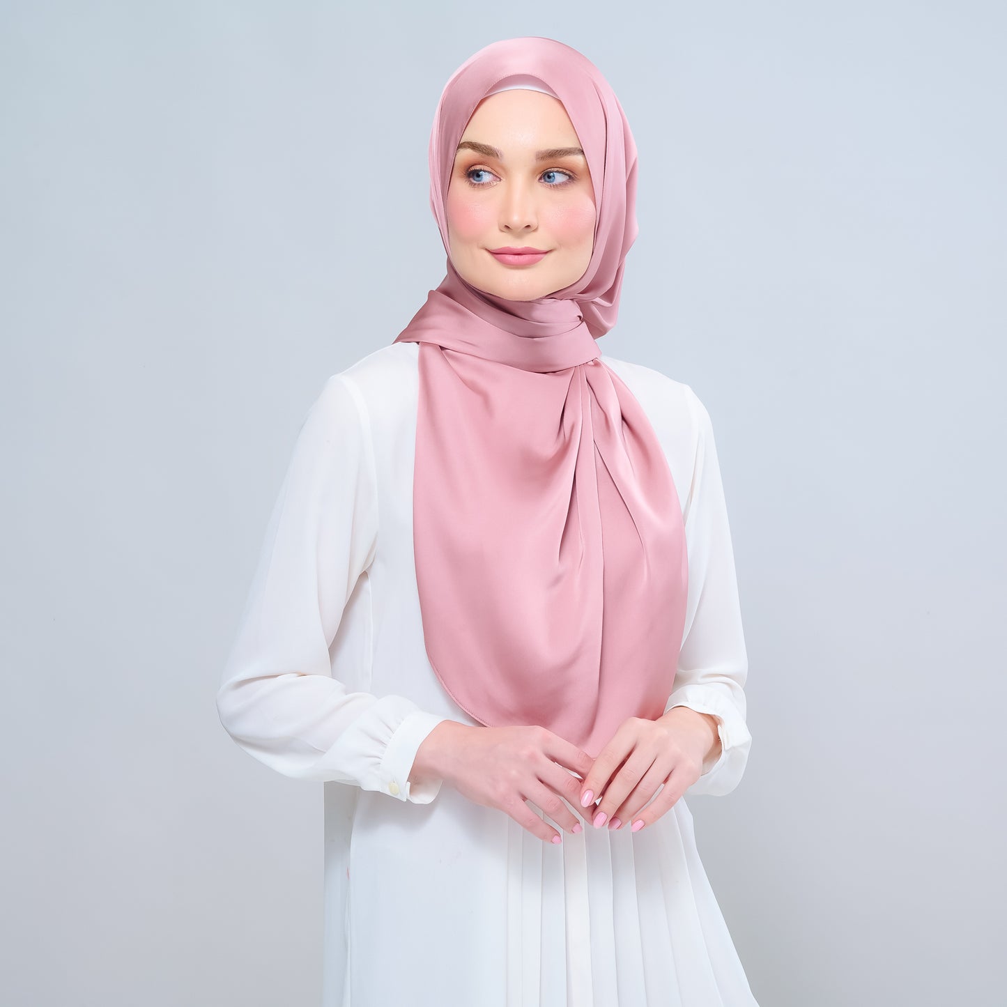 Instant Tag n' Go Shawl | Satin Silk in Dusty Pink