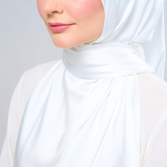Instant Tag n' Go Shawl | Satin Silk in Bridal White