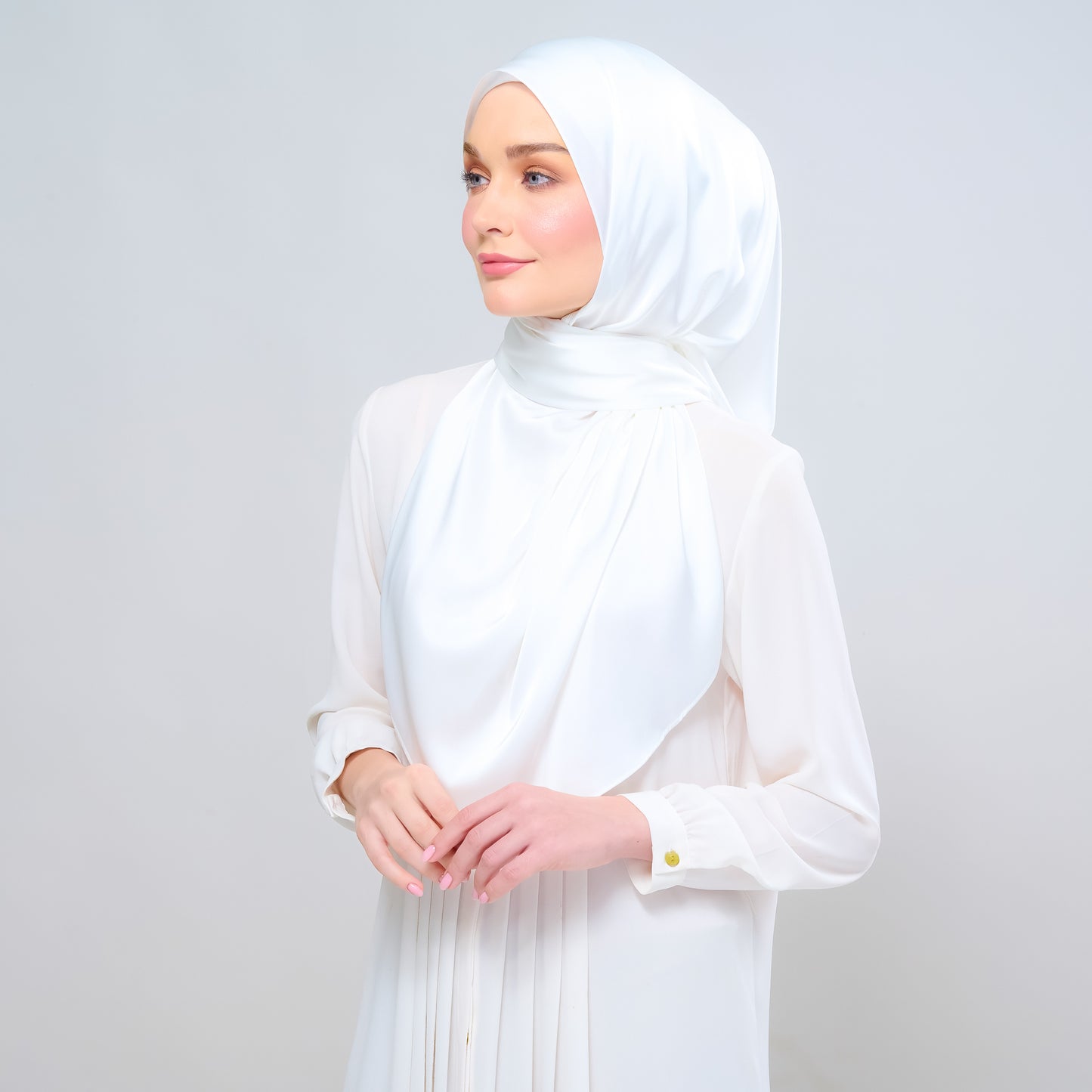 Instant Tag n' Go Shawl | Satin Silk in Bridal White