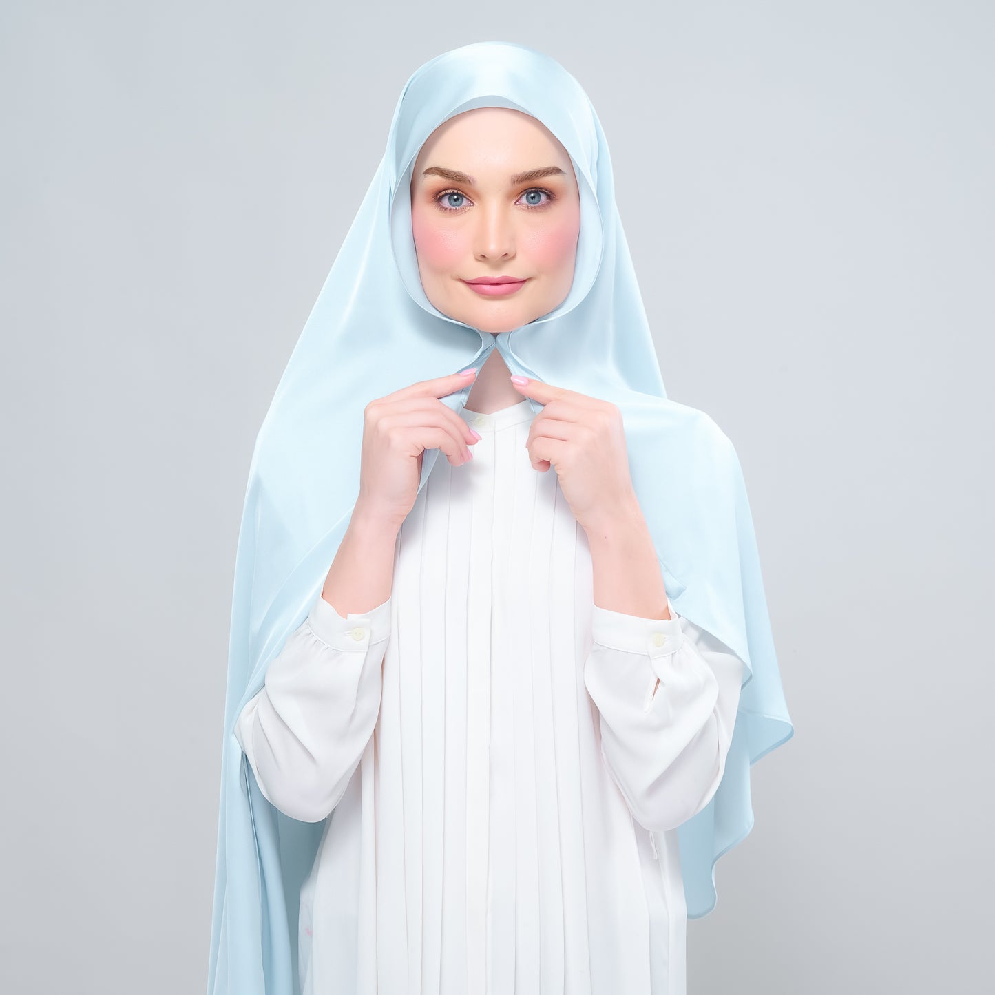 Instant Tag n' Go Shawl | Satin Silk in Mint Blue