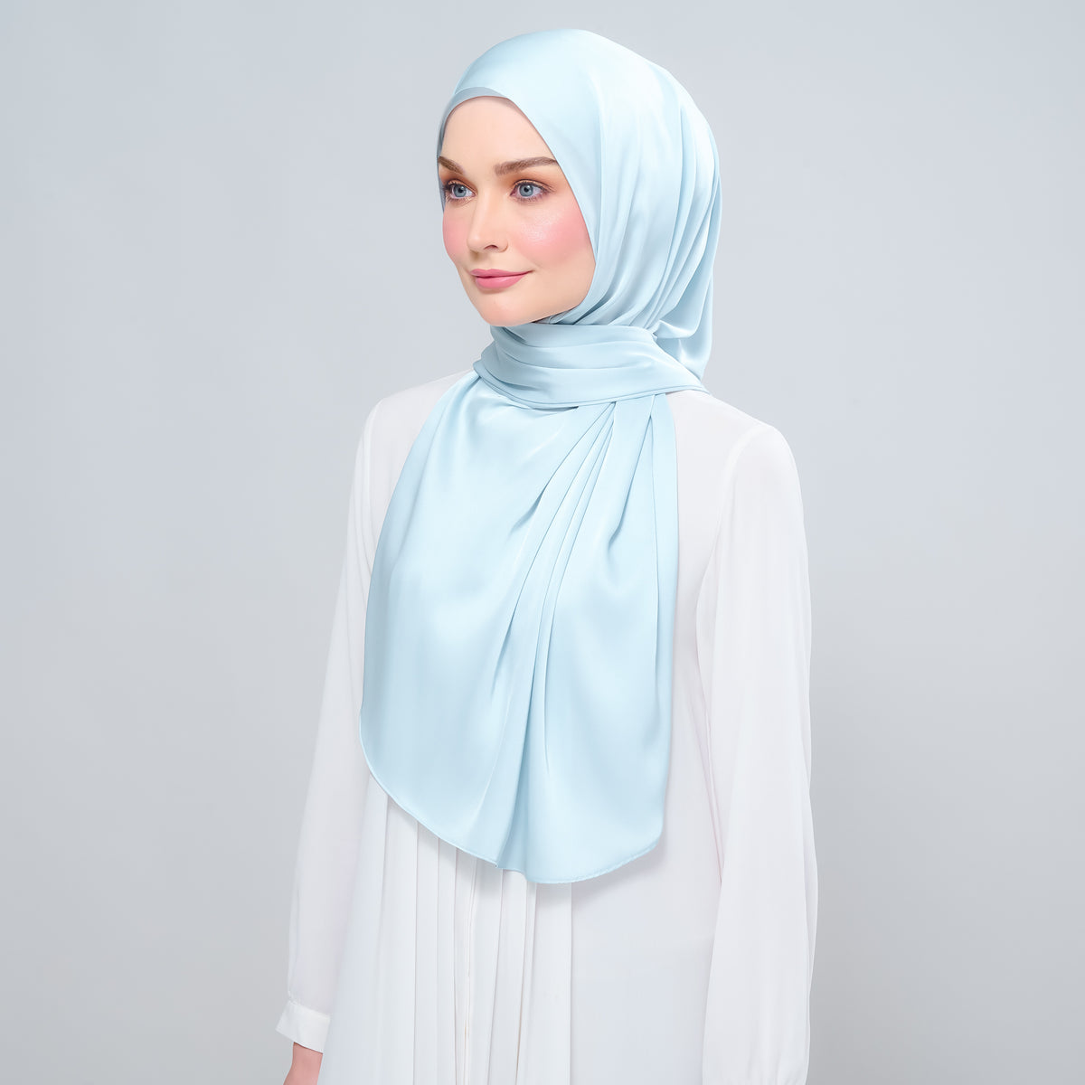 Instant Tag n' Go Shawl | Satin Silk in Mint Blue