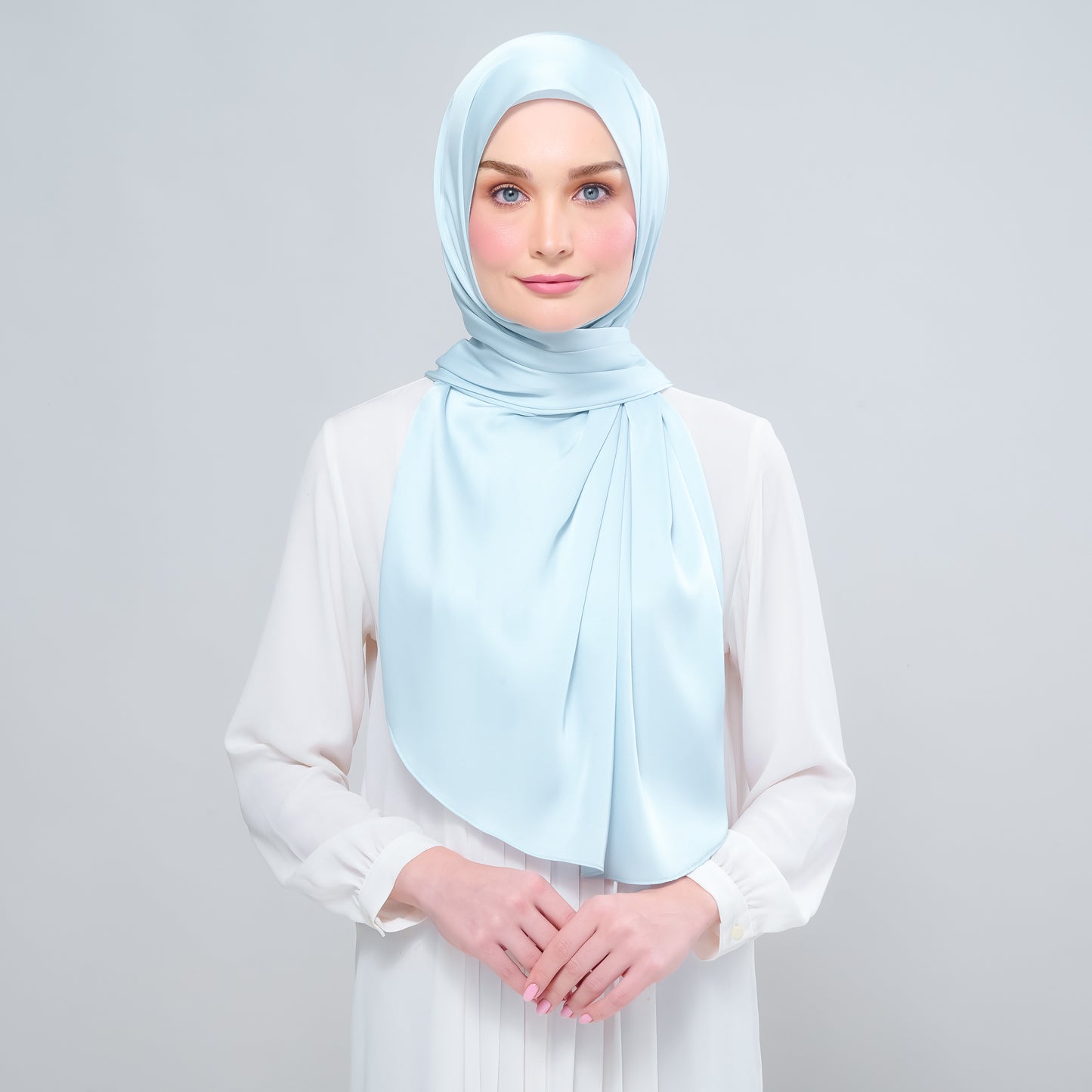 Instant Tag n' Go Shawl | Satin Silk in Mint Blue