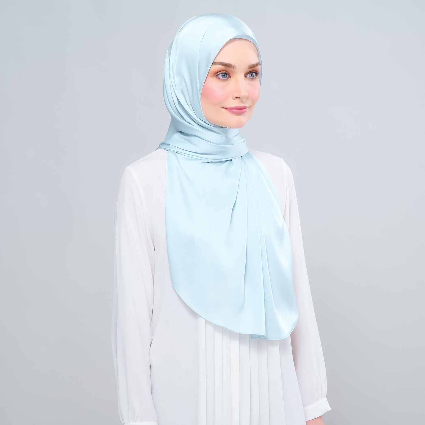 Instant Tag n' Go Shawl | Satin Silk in Mint Blue