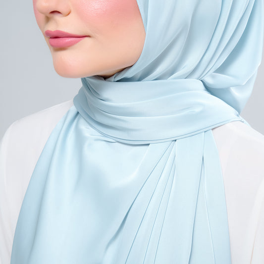 Instant Tag n' Go Shawl | Satin Silk in Mint Blue