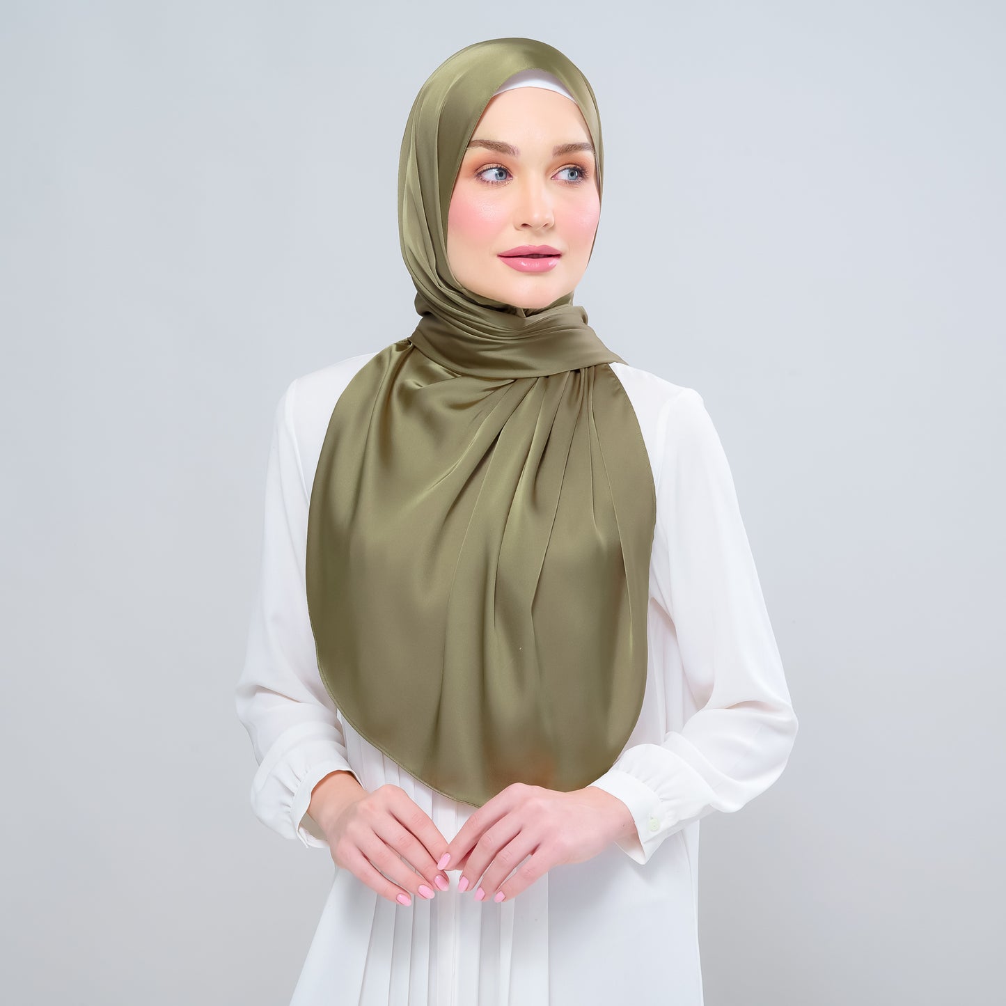 Instant Tag n' Go Shawl | Satin Silk in Olive