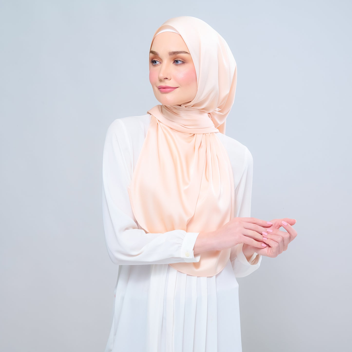 Instant Tag n' Go Shawl | Satin Silk in Soft Apricot