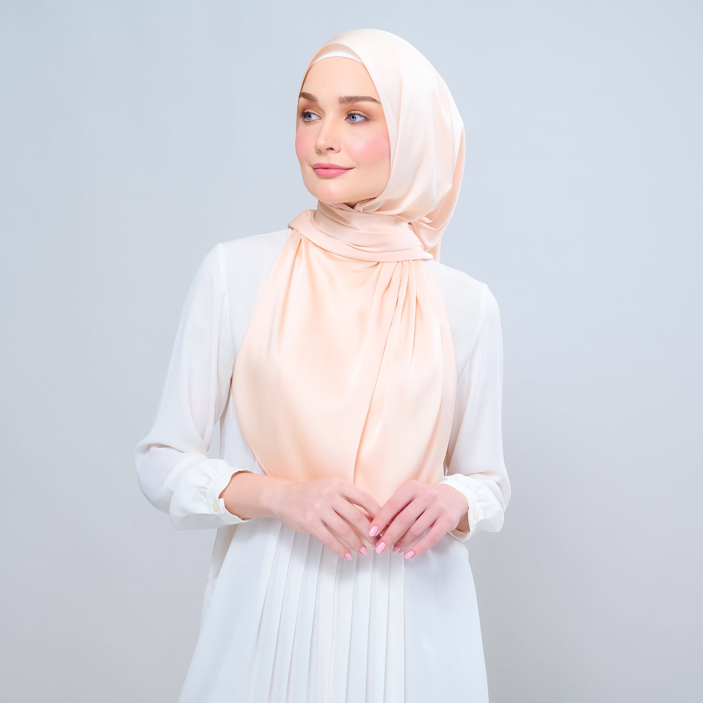 Instant Tag n' Go Shawl | Satin Silk in Soft Apricot