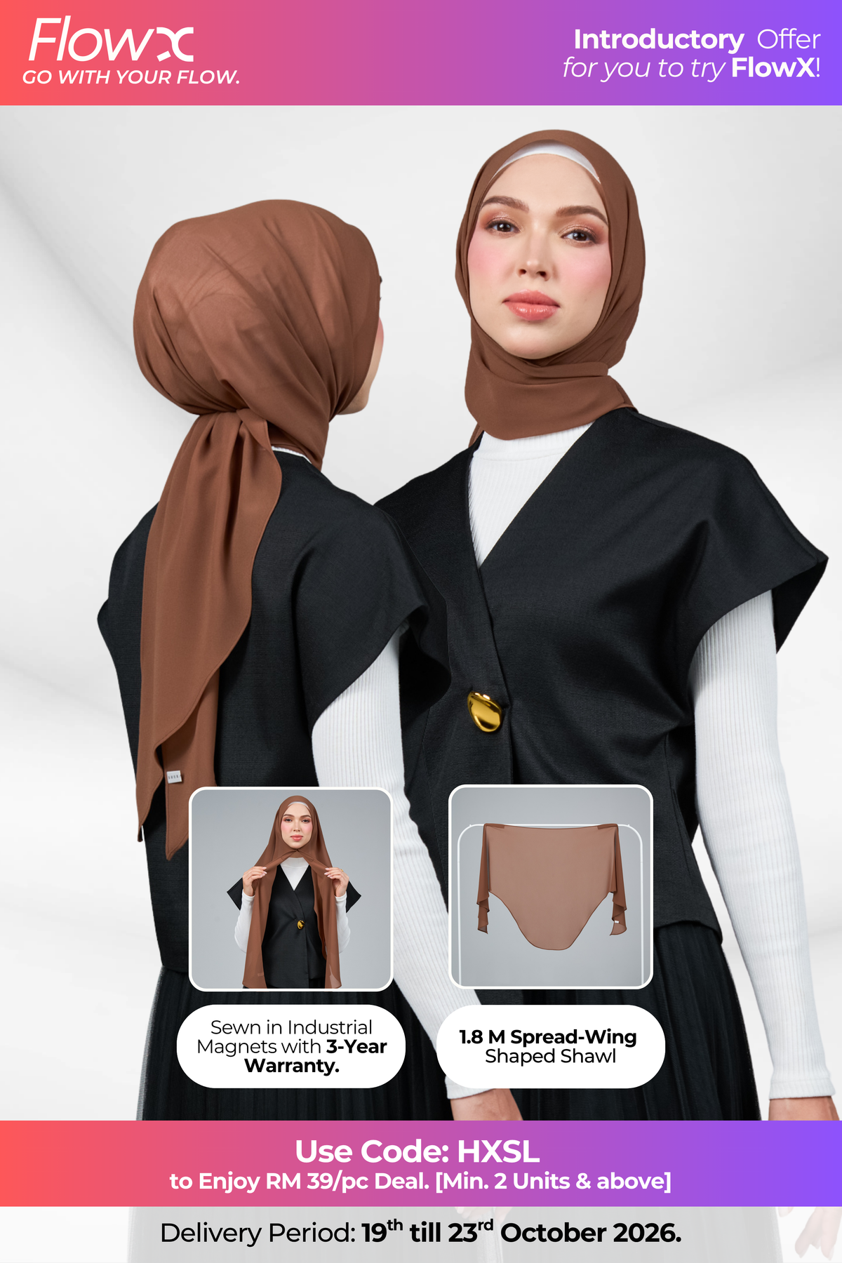 FlowX | Pearl Chiffon in Rich Brown