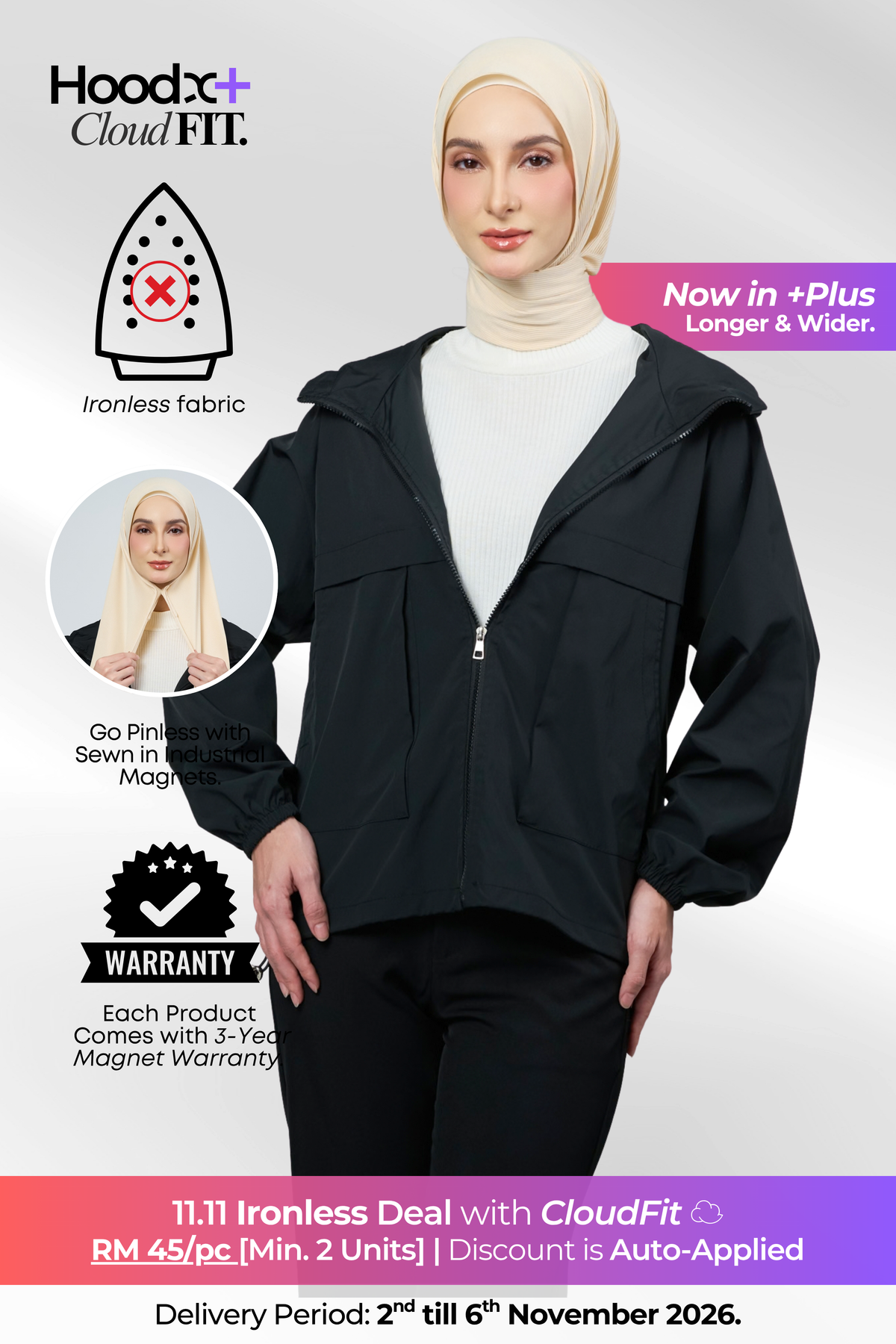 HoodX+ CloudFit in Warm Vanilla