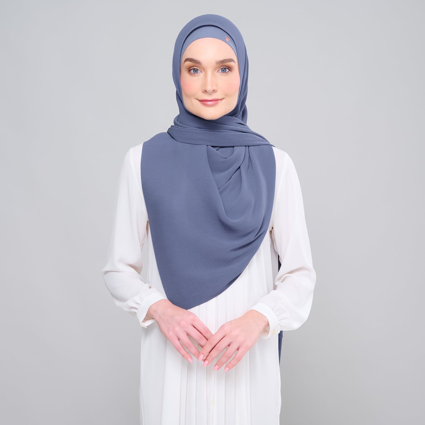 Zara Micropleats in Metal Blue