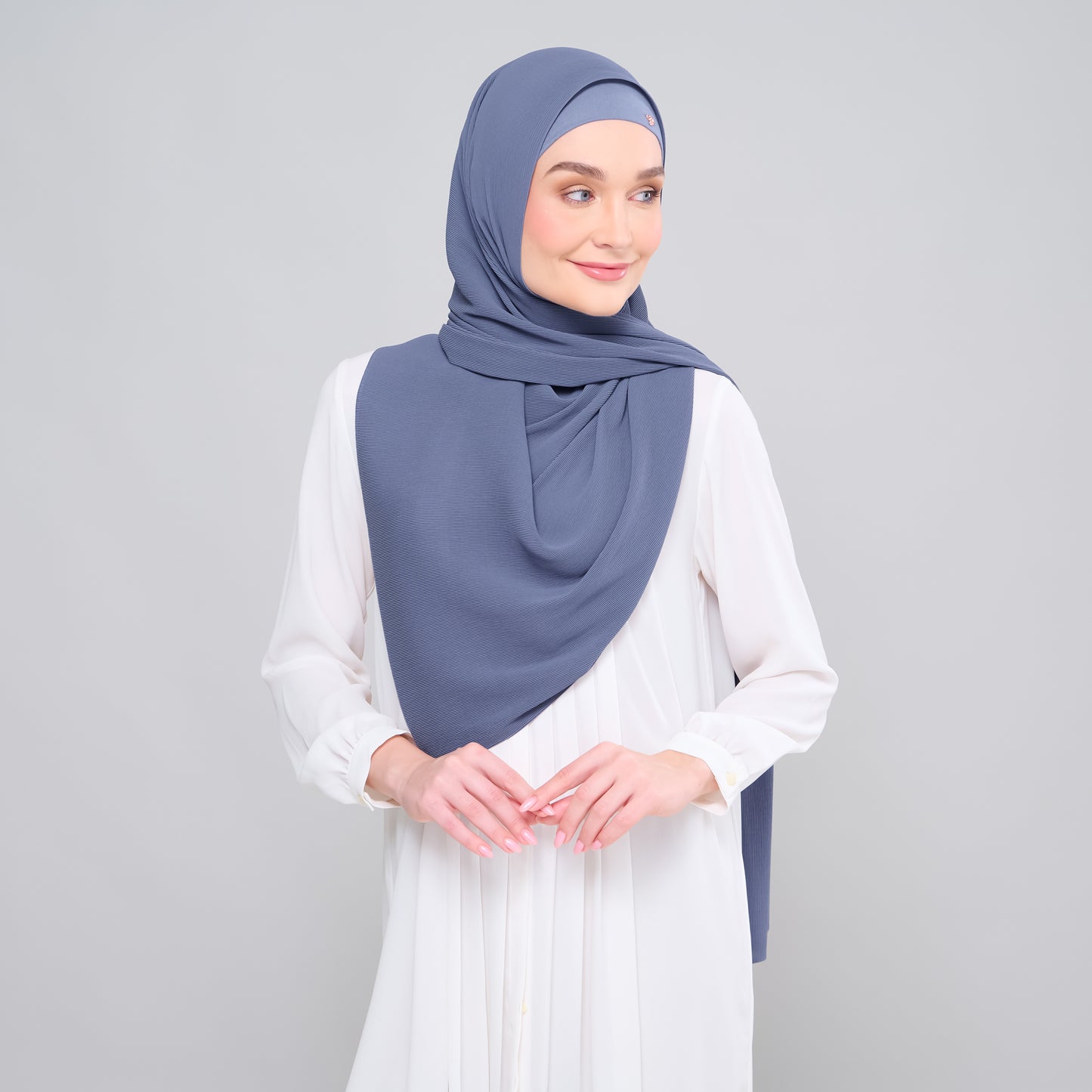 Zara Micropleats in Metal Blue