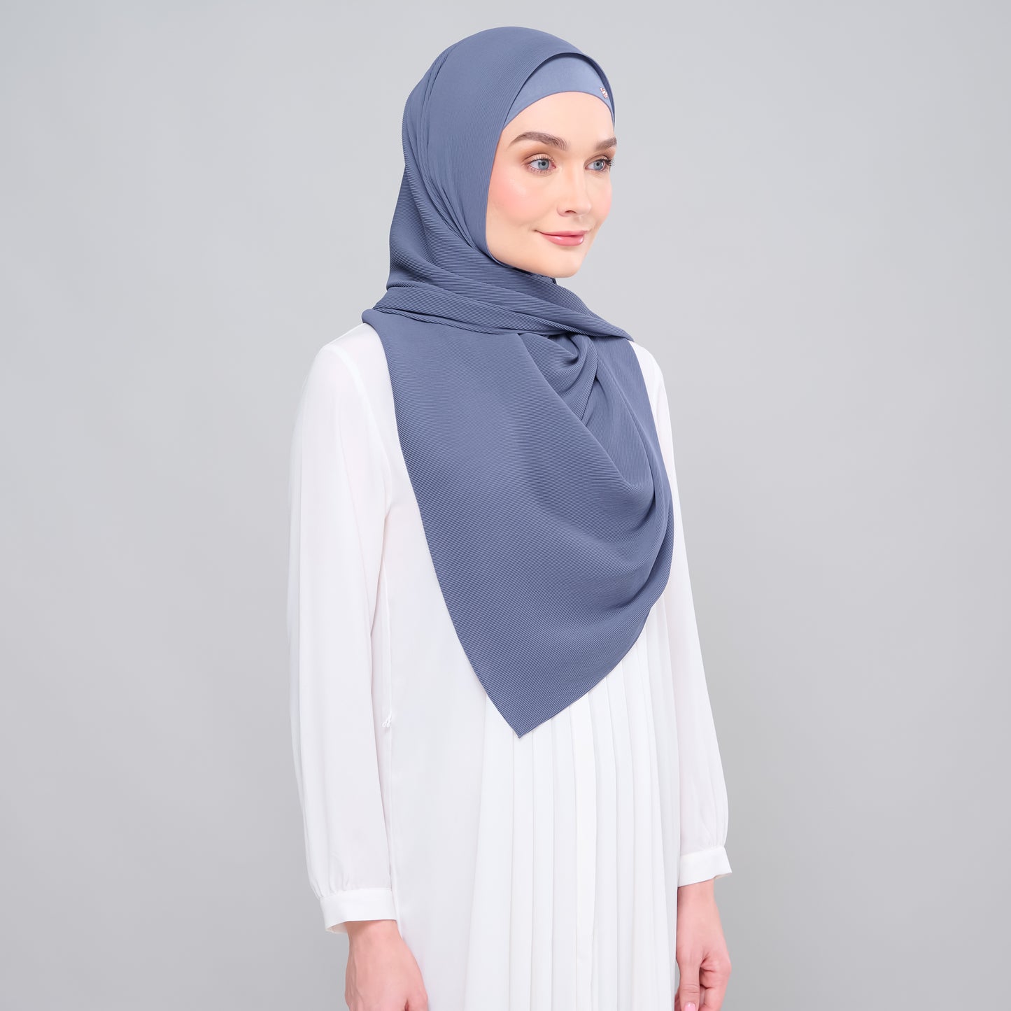 Zara Micropleats in Metal Blue