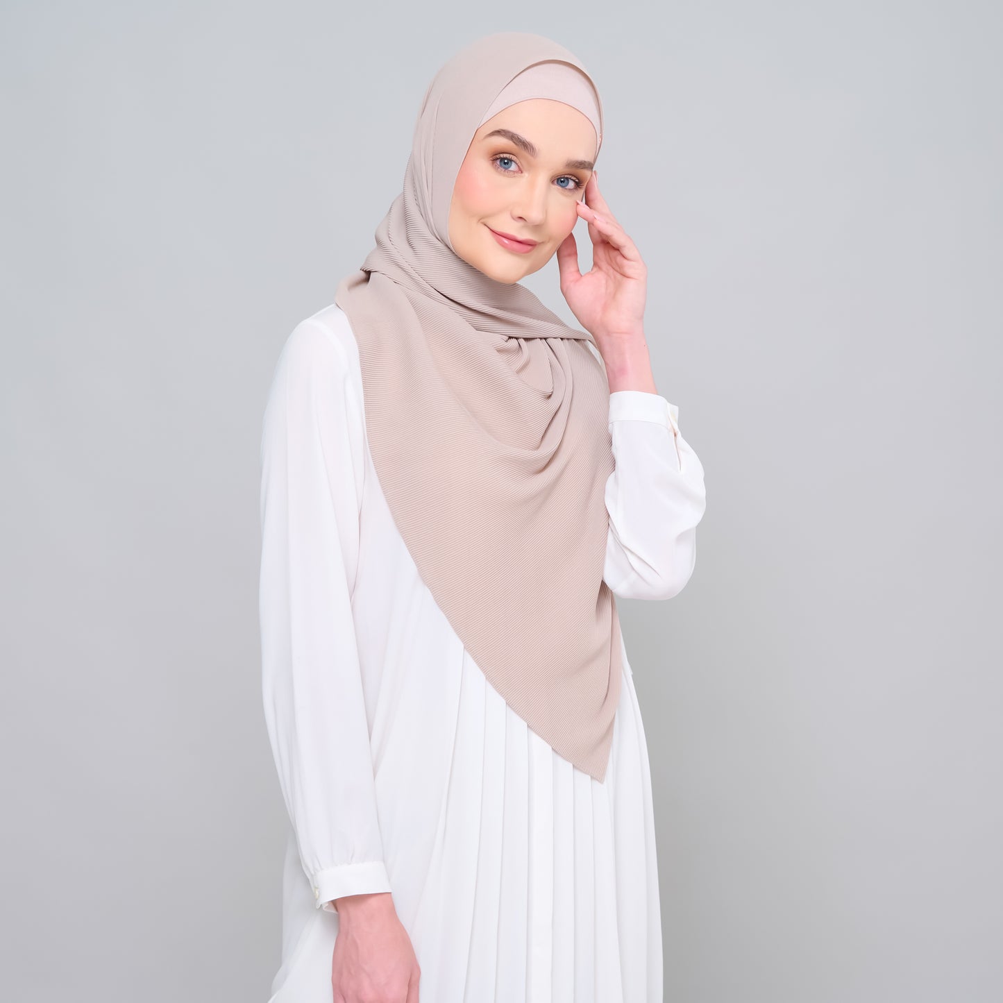 Zara Micropleats in Light Taupe