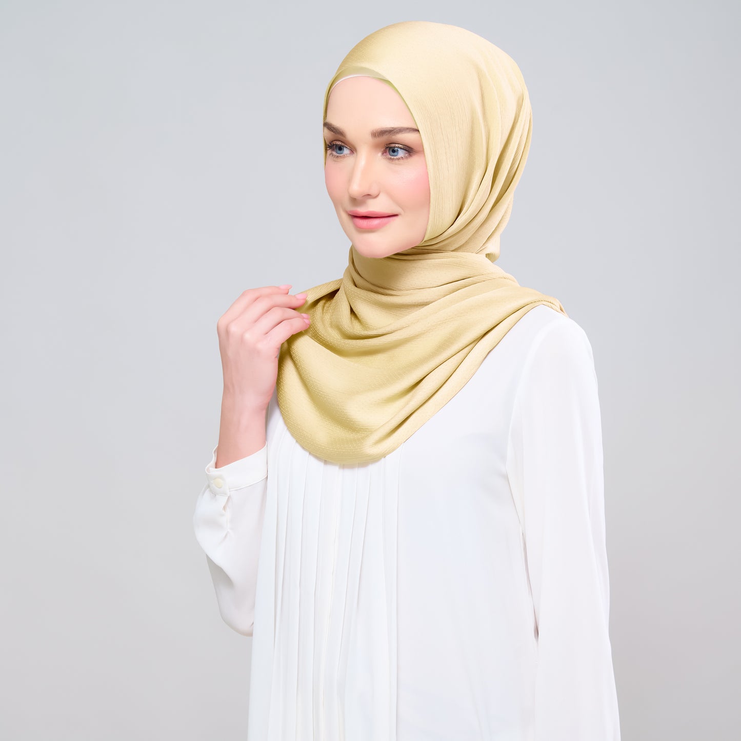Scarlet Silk Shawl in Warm Custard