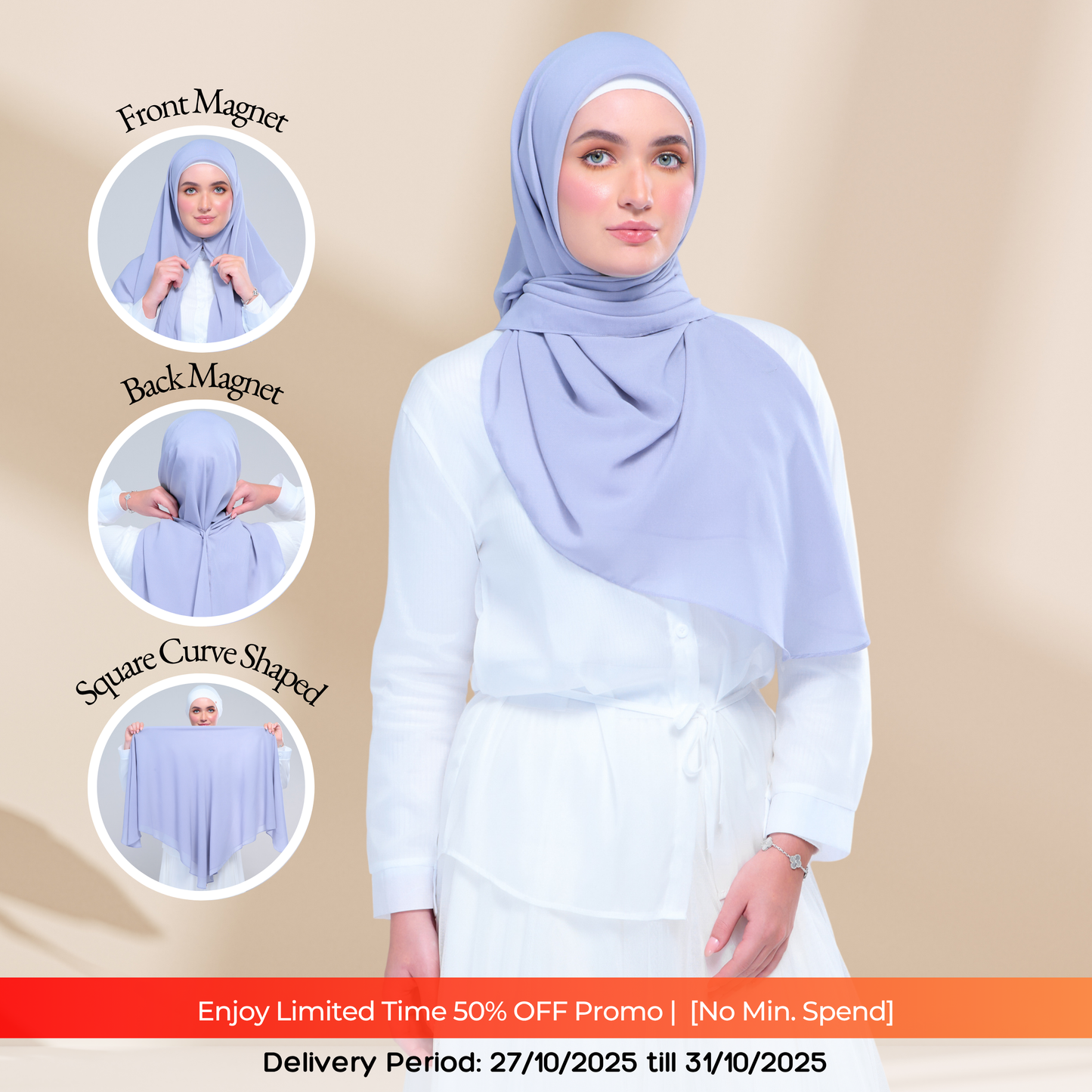 Instant Square Tag & Go l Cotton Voile in Periwinkle