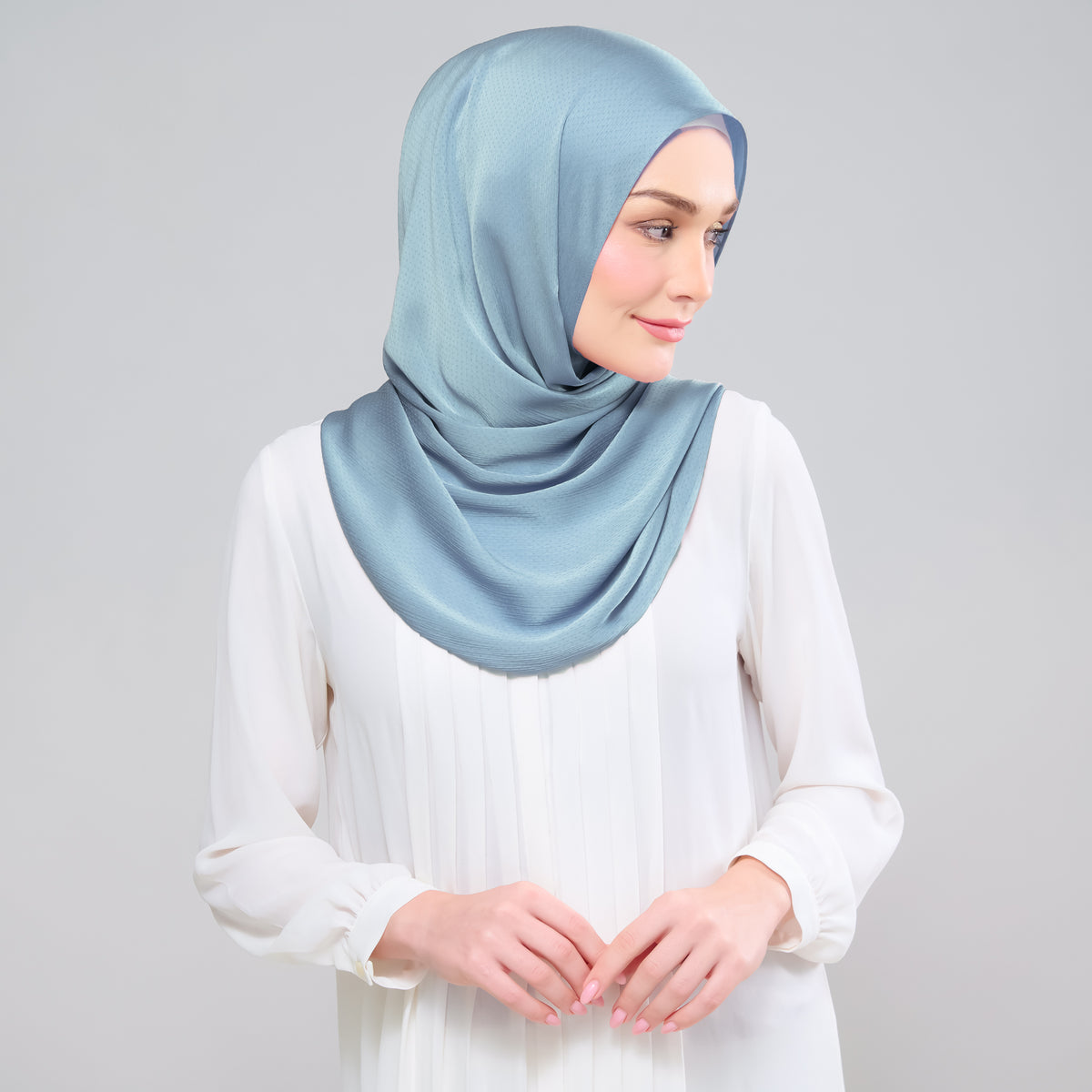 Scarlet Silk Shawl in Dusty Blue