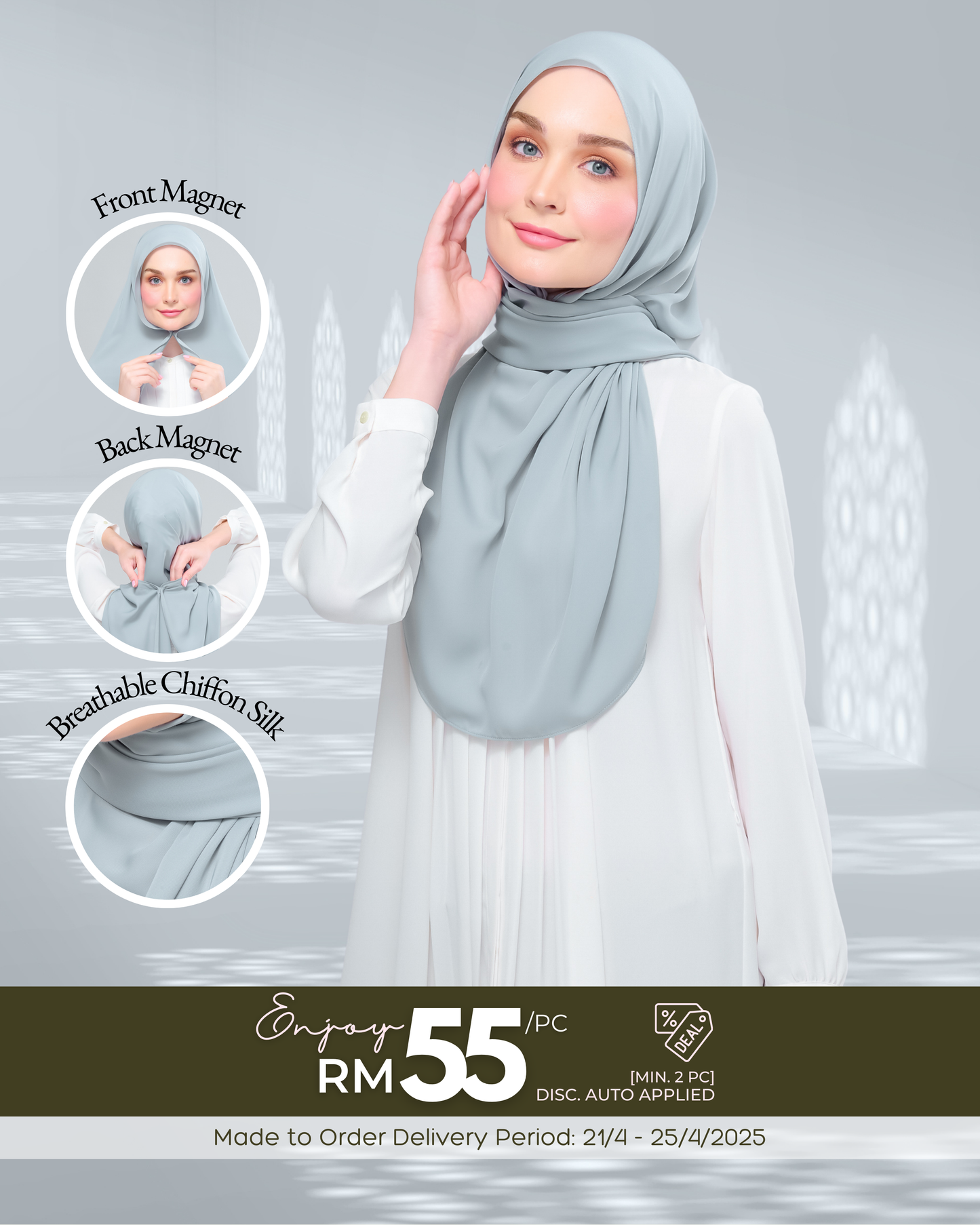 Instant Tag n' Go Shawl l Chiffon Silk 1.0 in Earl Grey