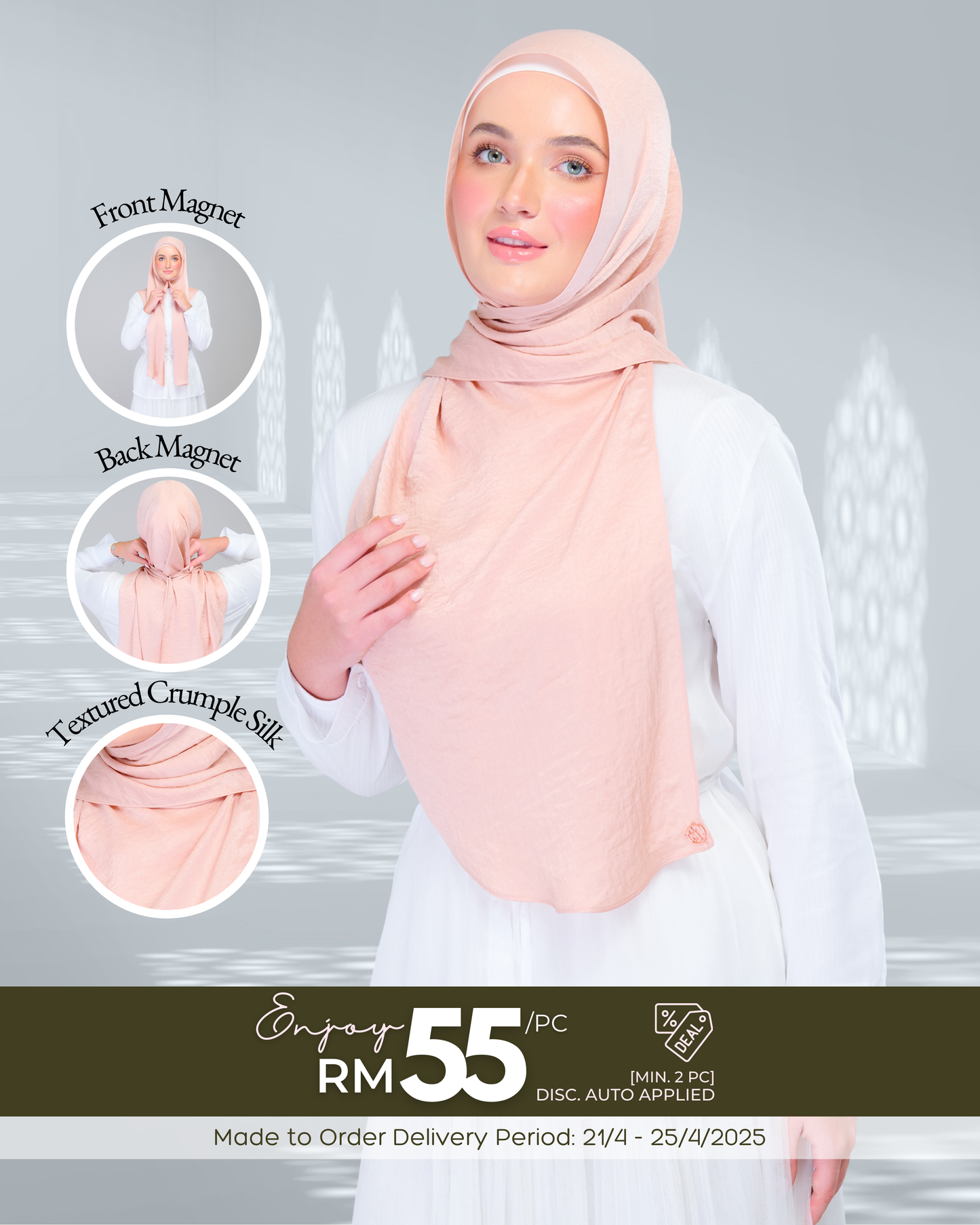 Instant Tag n' Go Shawl | Textured Silk in Light Coral