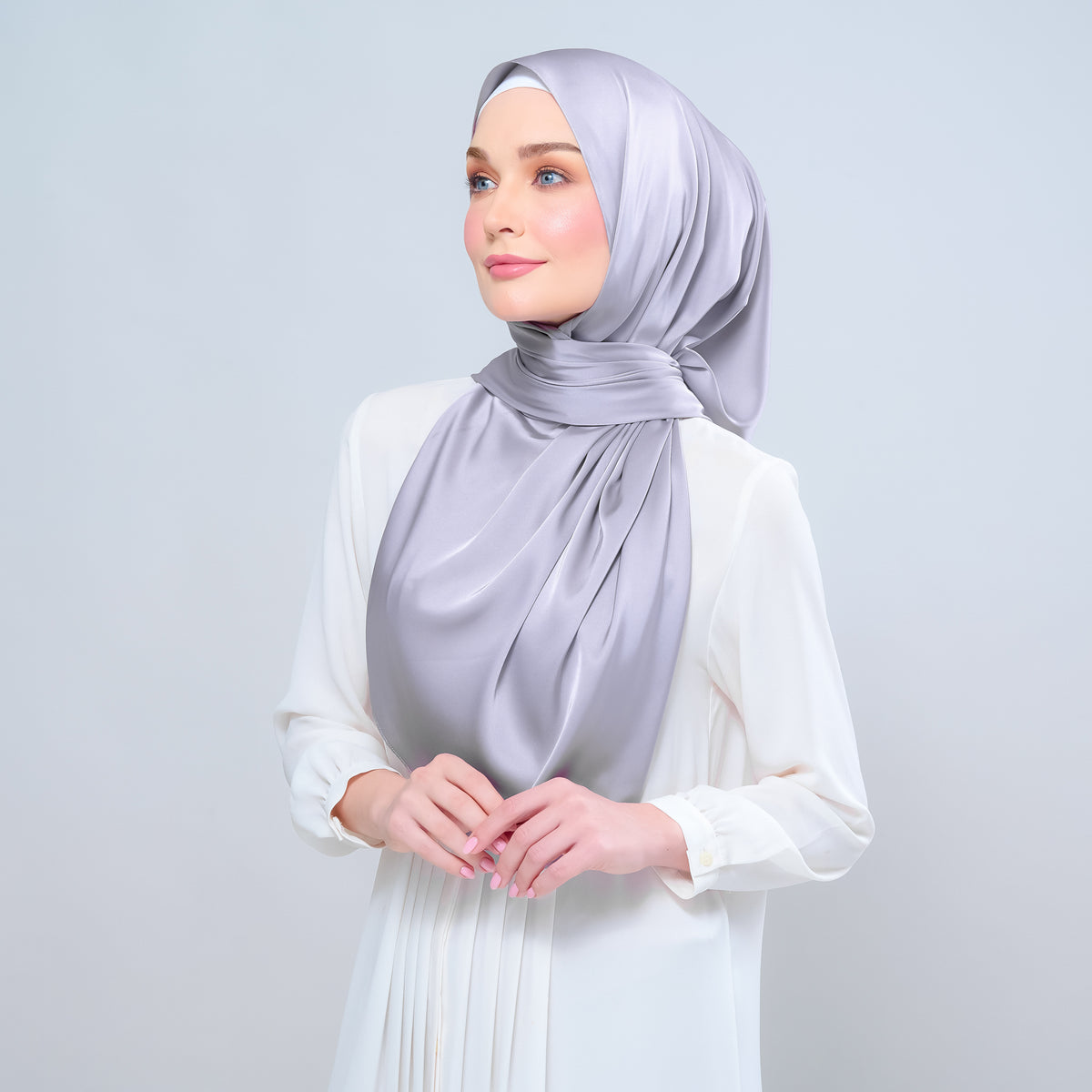 Instant Tag n' Go Shawl | Satin Silk in Metal Grey