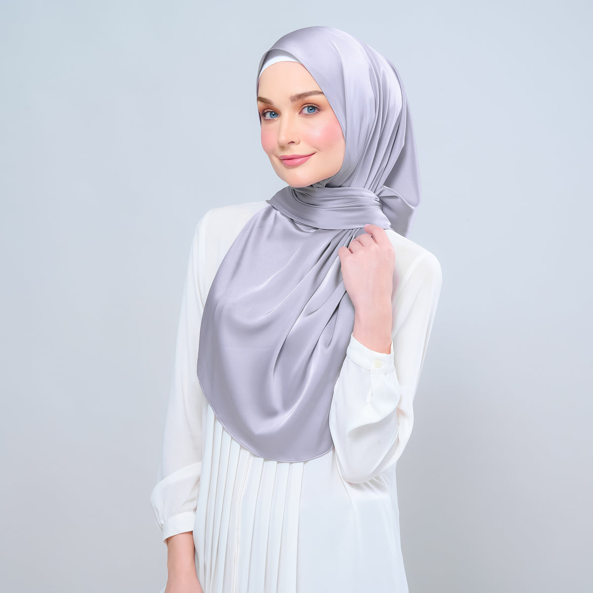 Instant Tag n' Go Shawl | Satin Silk in Metal Grey